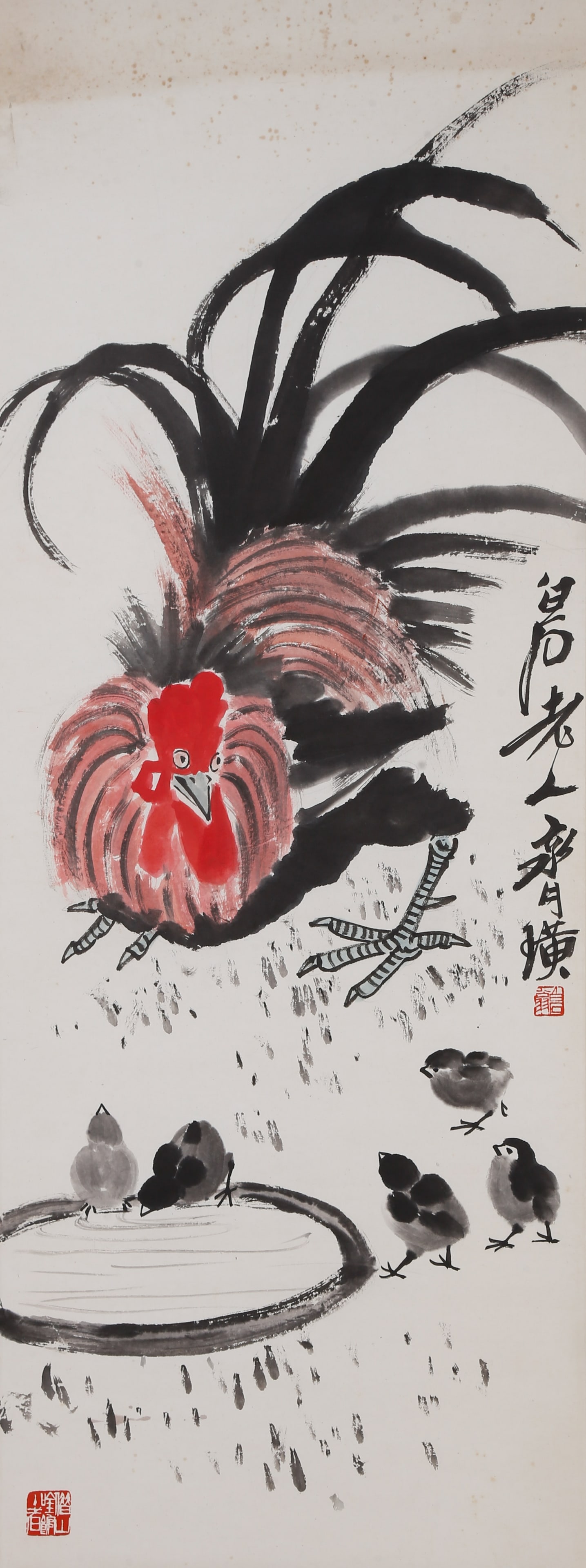 A GREAT AUSPICIOUSNESS PAINTING ON PAPER BY QI BAISHI.齊白石: Great Auspiciousness Painting on Paper by Qi Baishi.齊白石