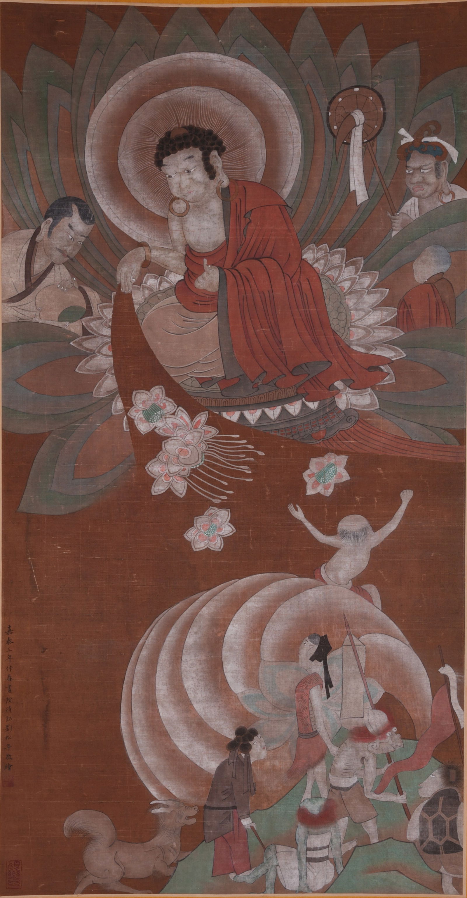 A BUDDHA PAINTING ON SILK BY LIU SONGNIAN.劉松年: Buddha Painting on Silk by Liu Songnian.劉松年
