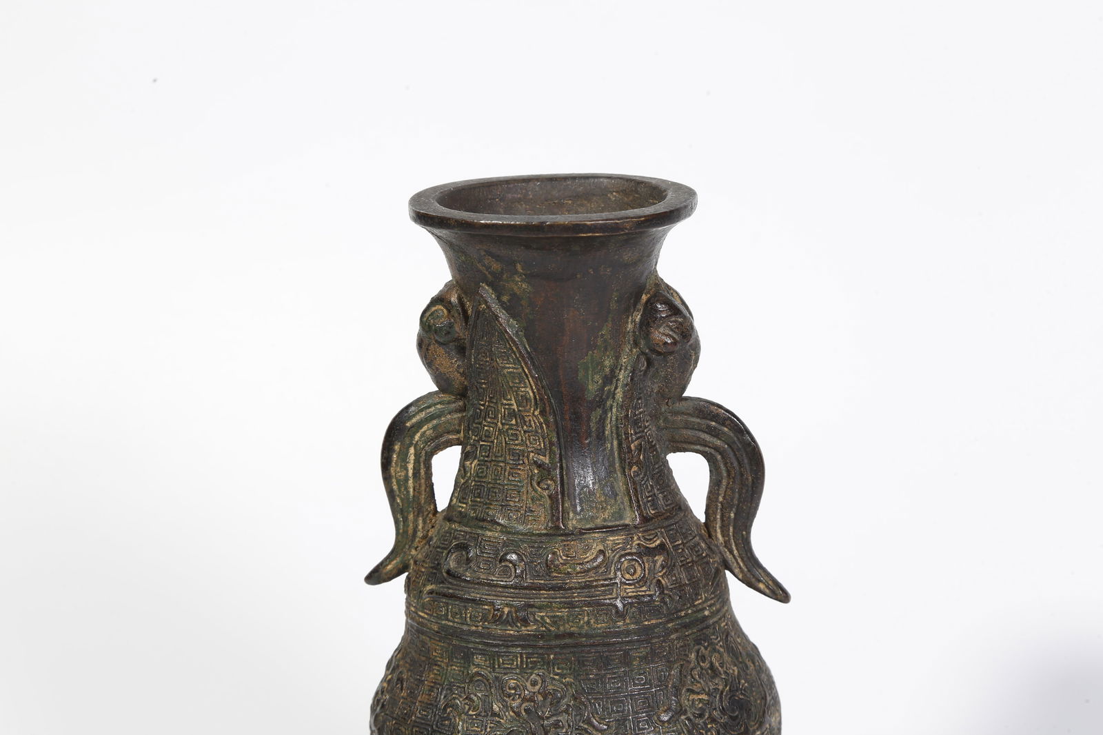 A BRONZE DOUBLE-HANDLED BOTTLE - 2