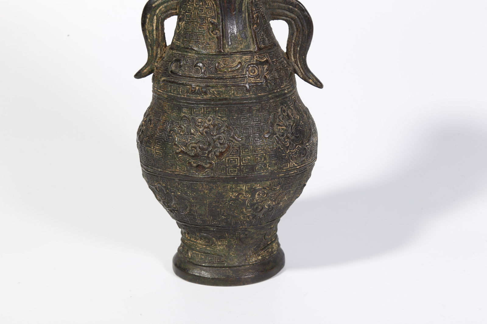 A BRONZE DOUBLE-HANDLED BOTTLE - 3