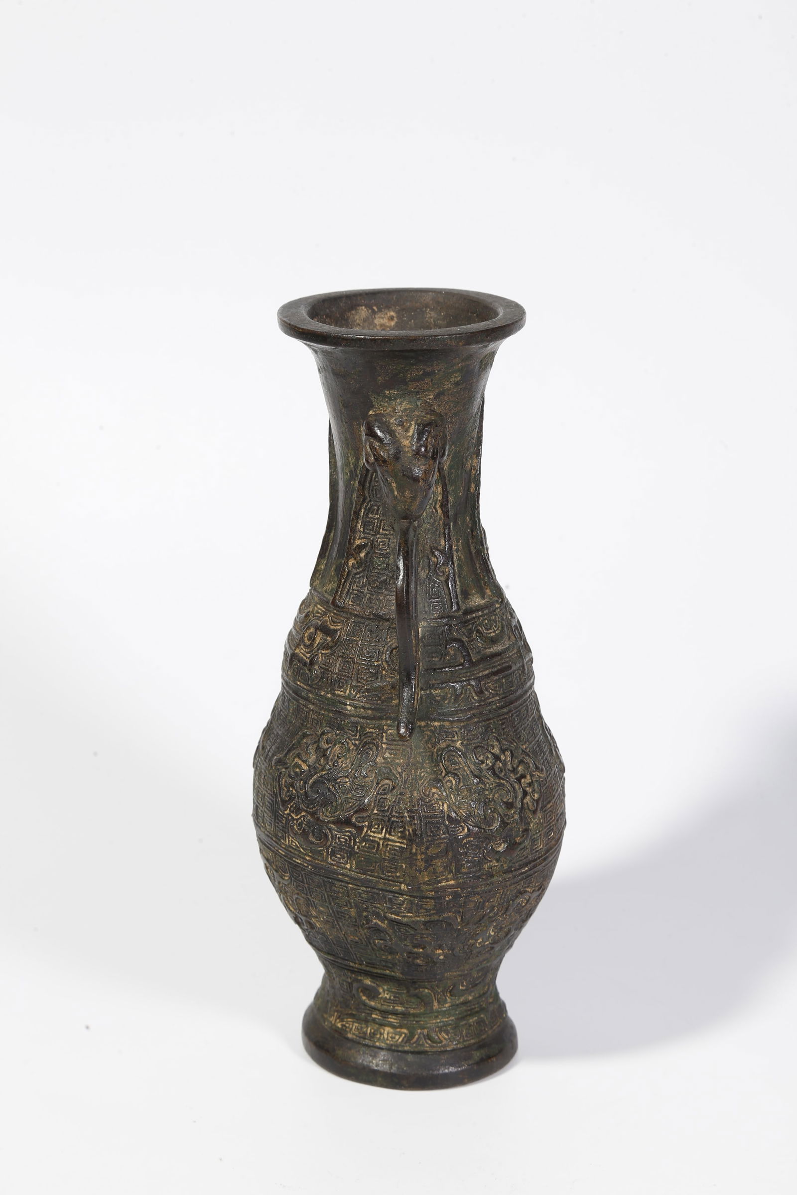 A BRONZE DOUBLE-HANDLED BOTTLE - 4