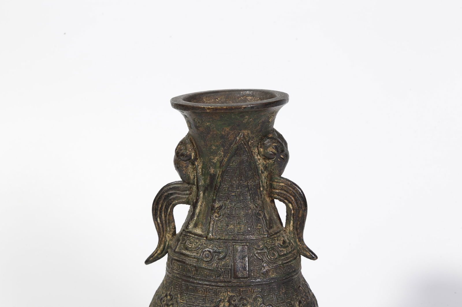 A BRONZE DOUBLE-HANDLED BOTTLE - 6