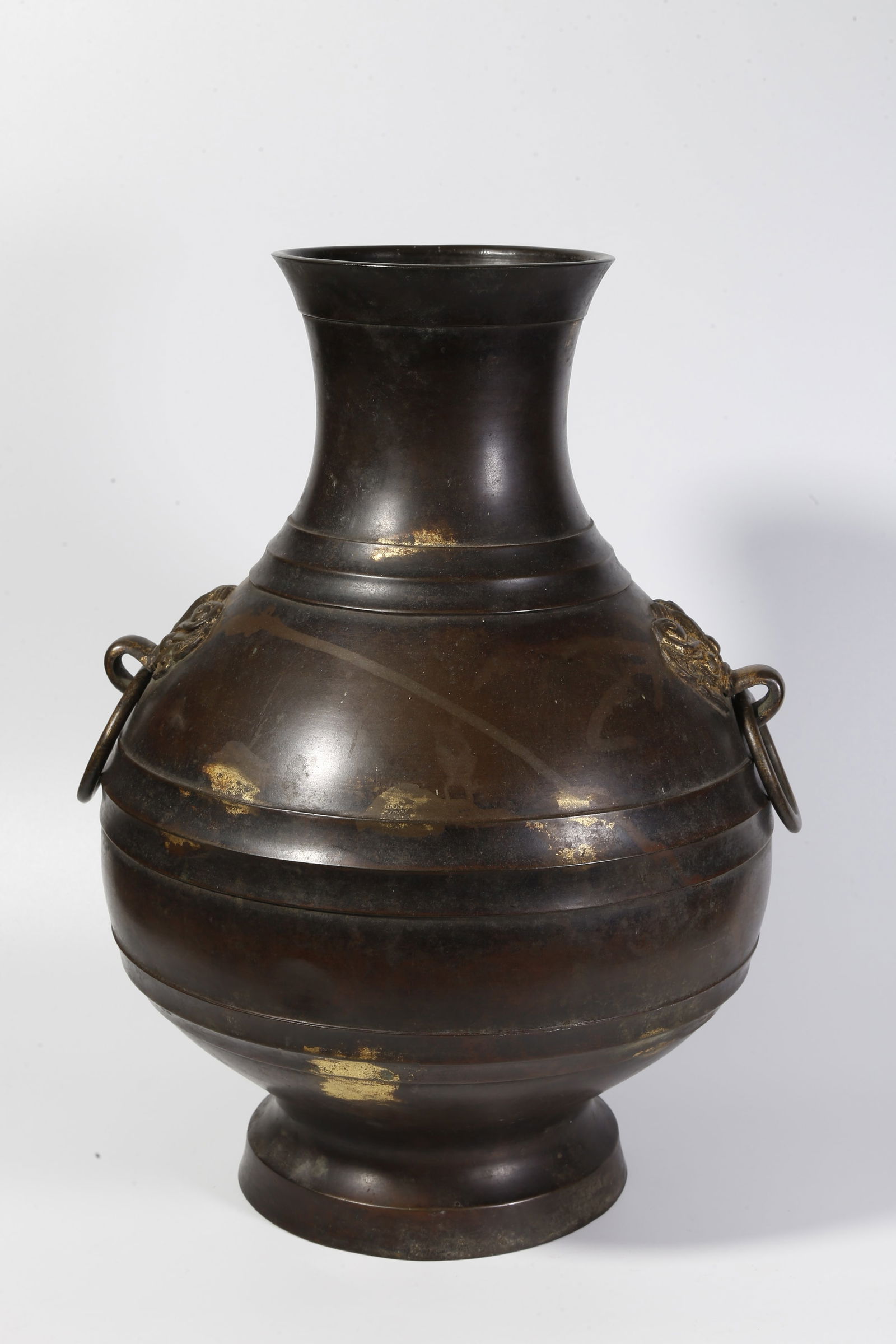 A BRONZE DOUBLE-RING-HANDLED BOTTLE - 6