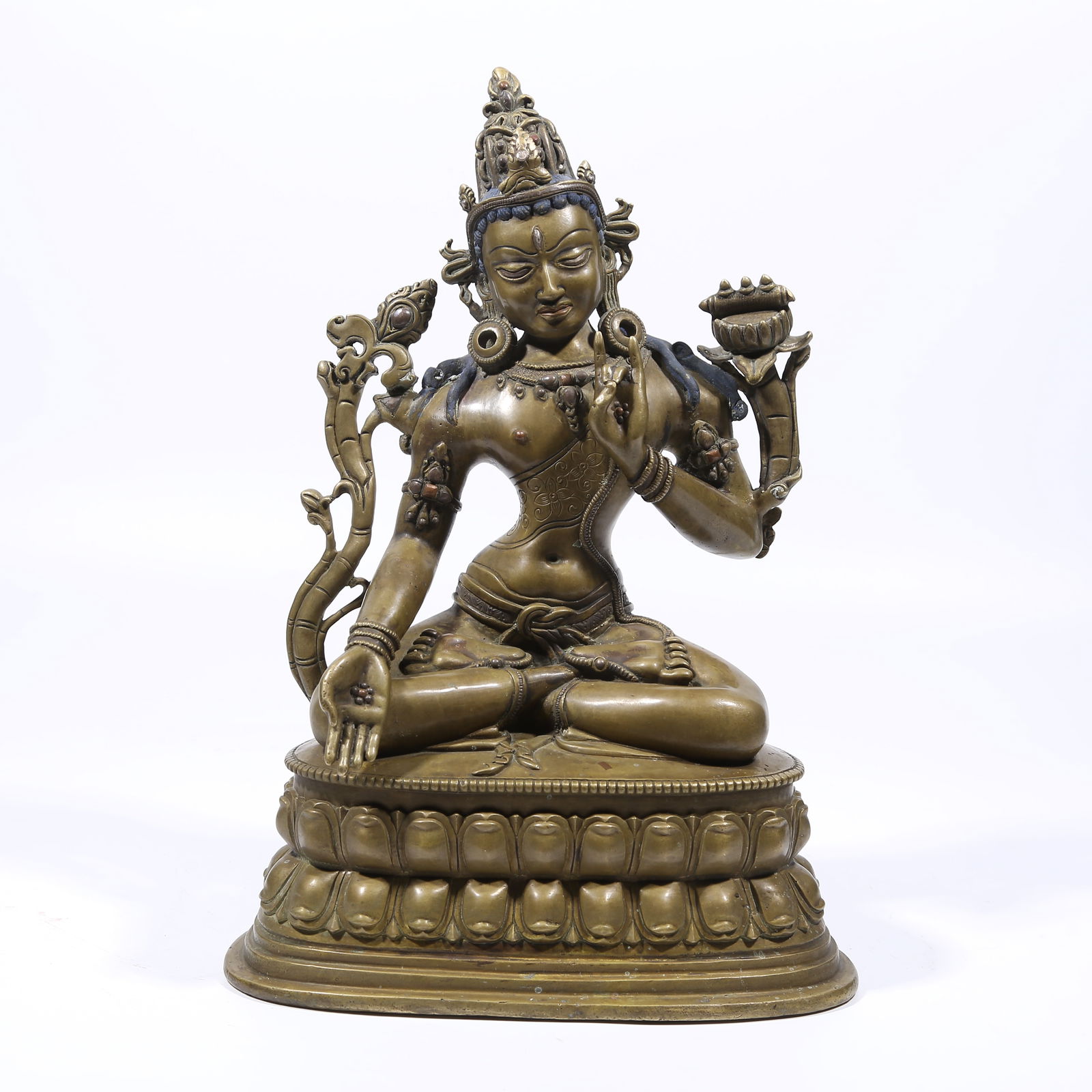 A ALLOY BRONZE TARA STATUE (1 of 9)