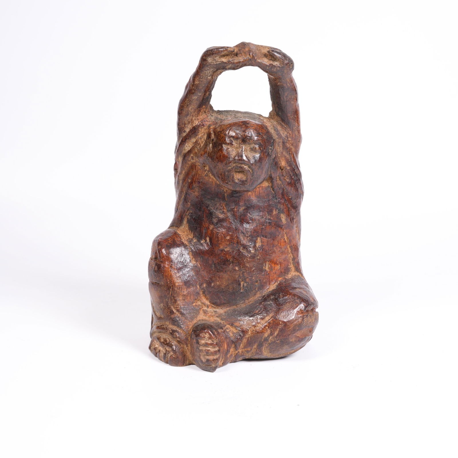 A BAMBOO-ROOT CARVED ARHAT FIGURE: Bamboo-Root Carved Arhat Figure