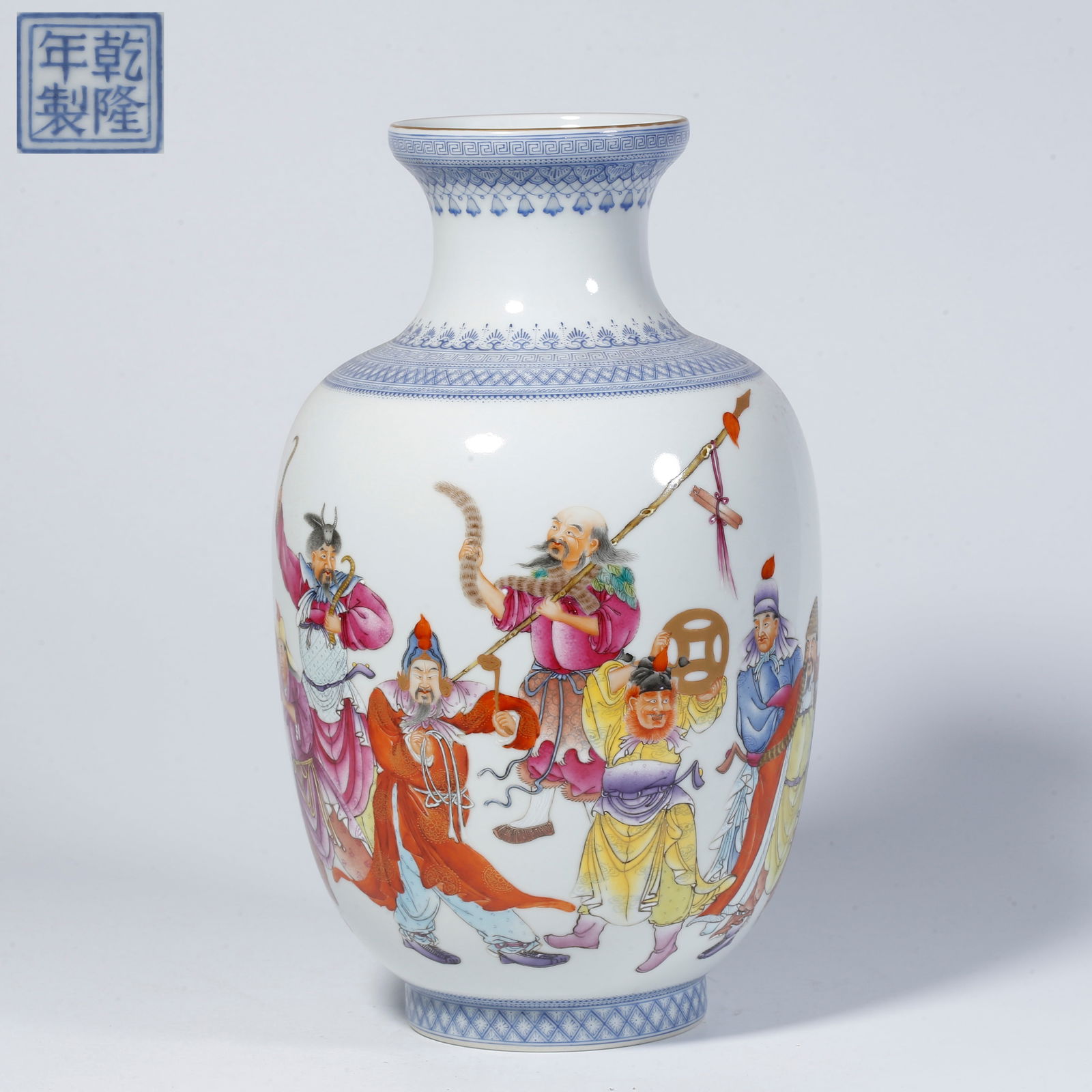 A FAMILLE-ROSE VASE WITH FIGURE STORY DESIGN: Famille-rose vase with figure story design