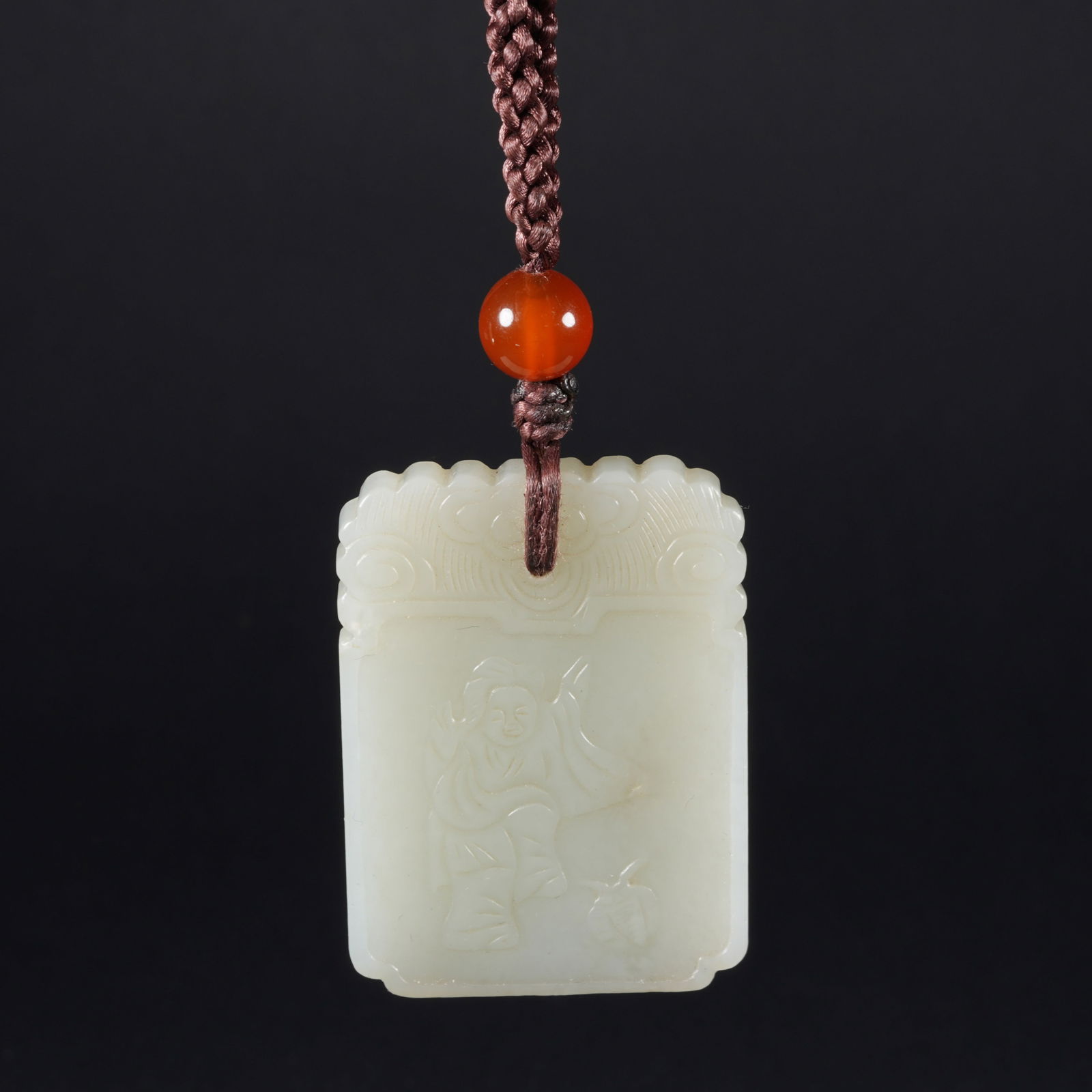 A HETIAN JADE PLAQUE WITH FIGURE MOTIF (1 of 7)