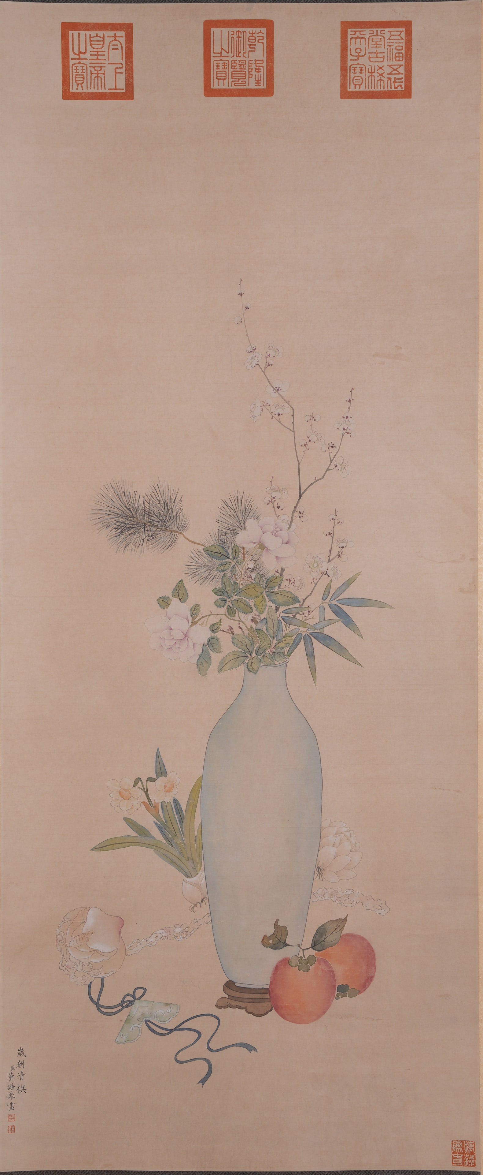 A FLOWER PAINTING ON PAPER BY DONG GAO.董誥: Flower Painting on Paper by Dong Gao.董誥