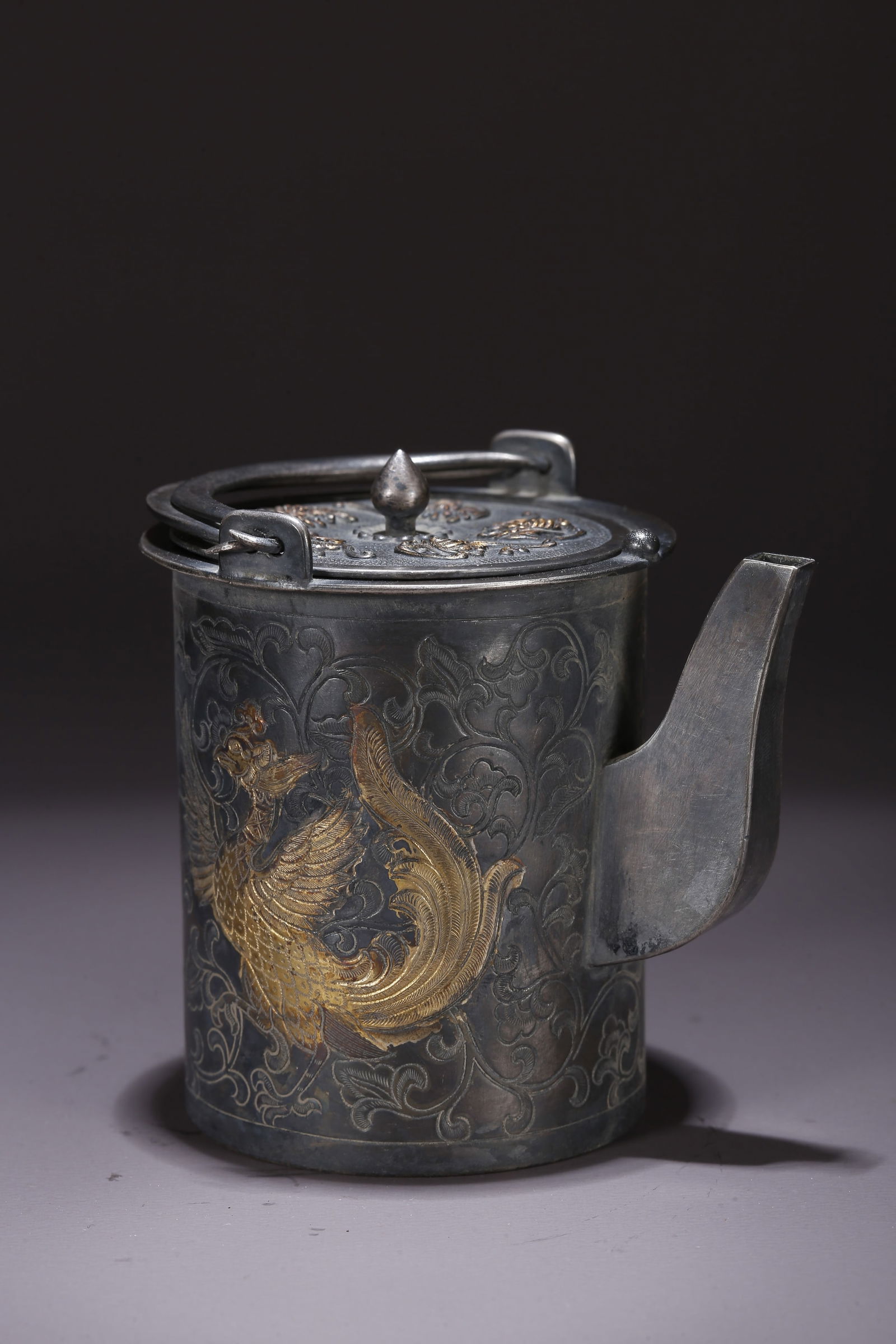 A SILVER TEAPOT WITH AUSPICIOUS BEAST PATTERN - 2