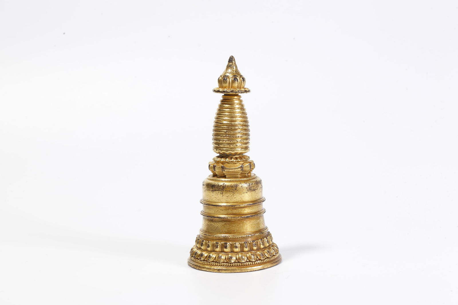 A GILT-BRONZE BUDDHIST STUPA (1 of 9)