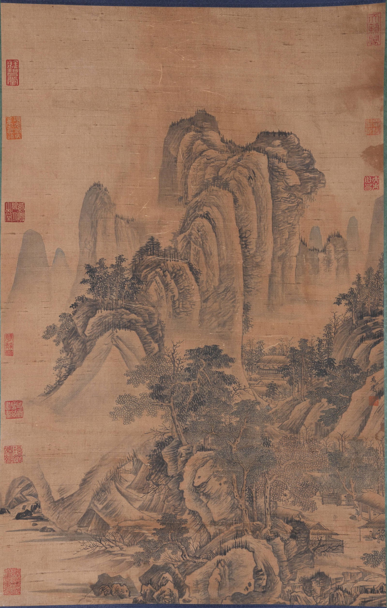 A LANDSCAPE PAINTING ON SILK BY MA YUAN.馬遠: Landscape Painting on Silk by Ma Yuan.馬遠