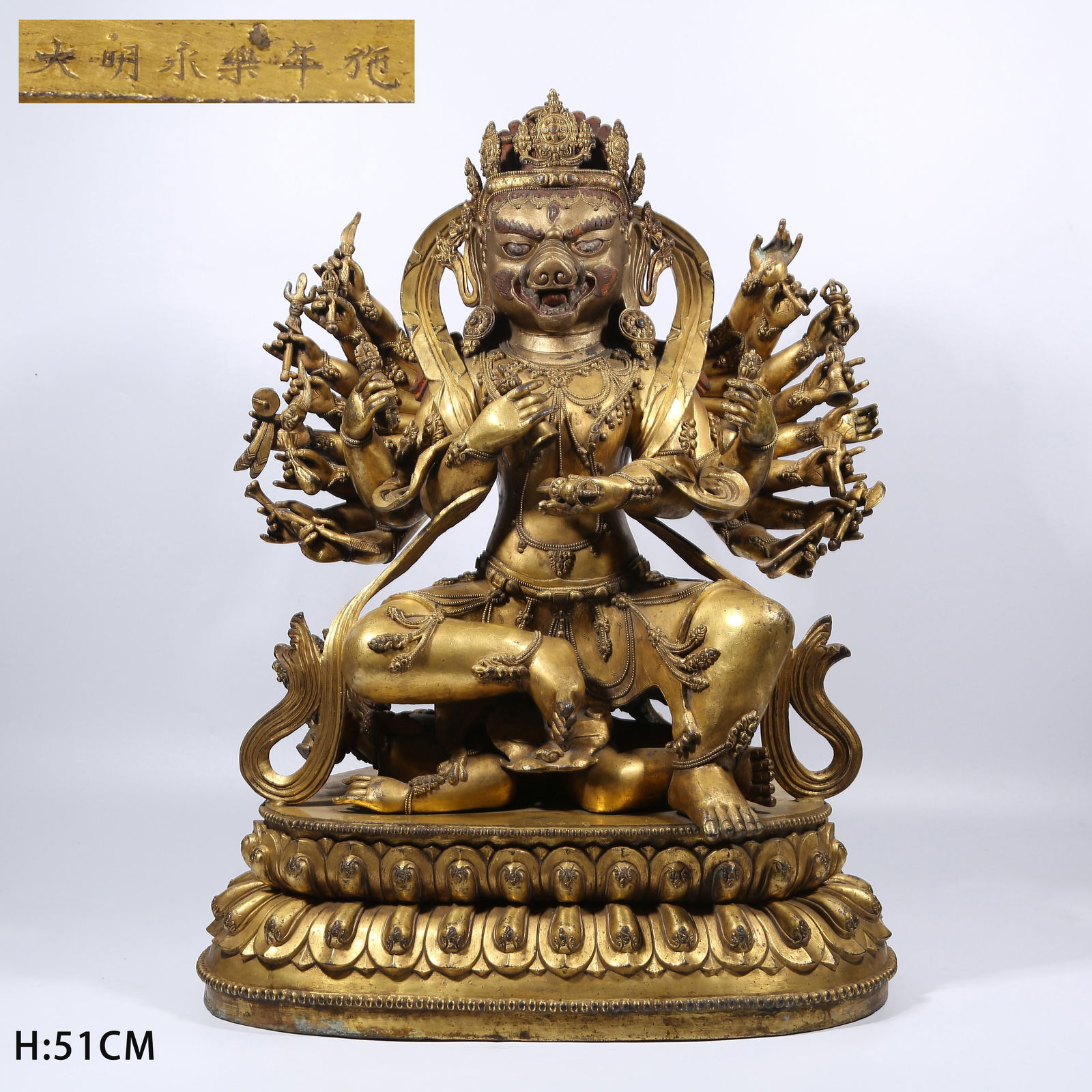 A GILT BRONZE SOW-FACED DAKINI STATUE (1 of 9)