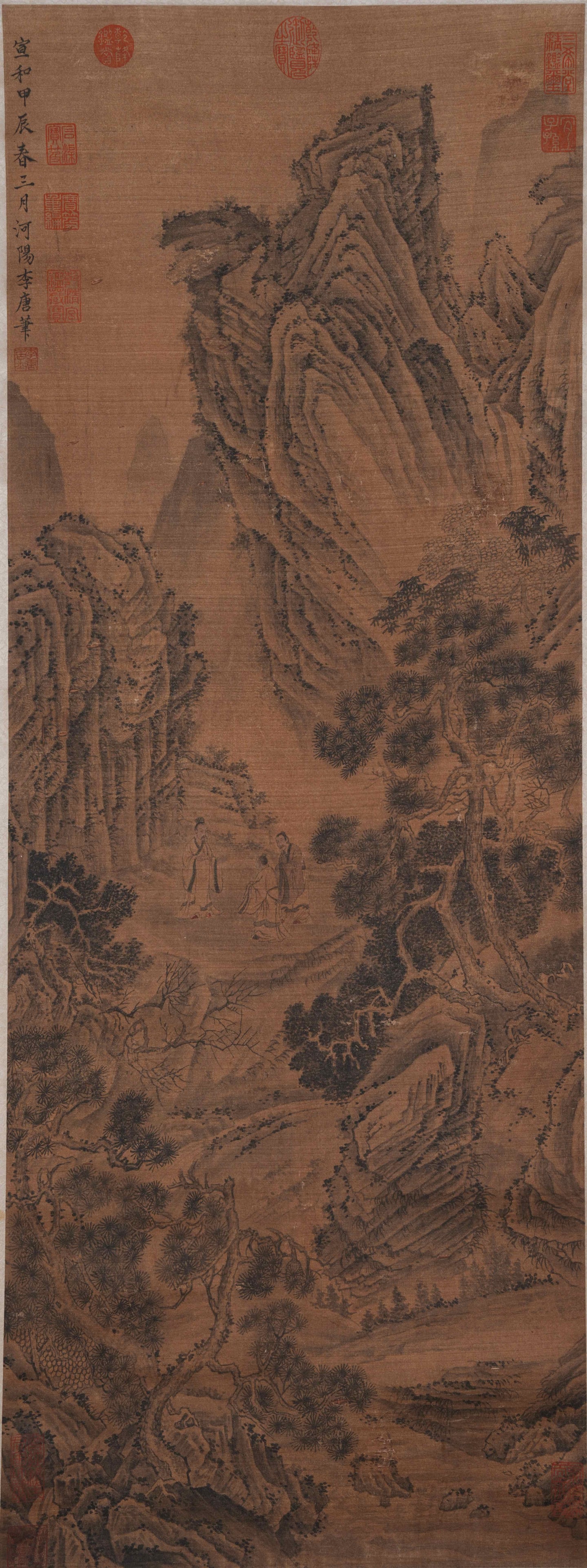 A LANDSCAPE PAINTING ON SILK BY LI TANG.李唐: Landscape Painting on Silk by Li Tang.李唐