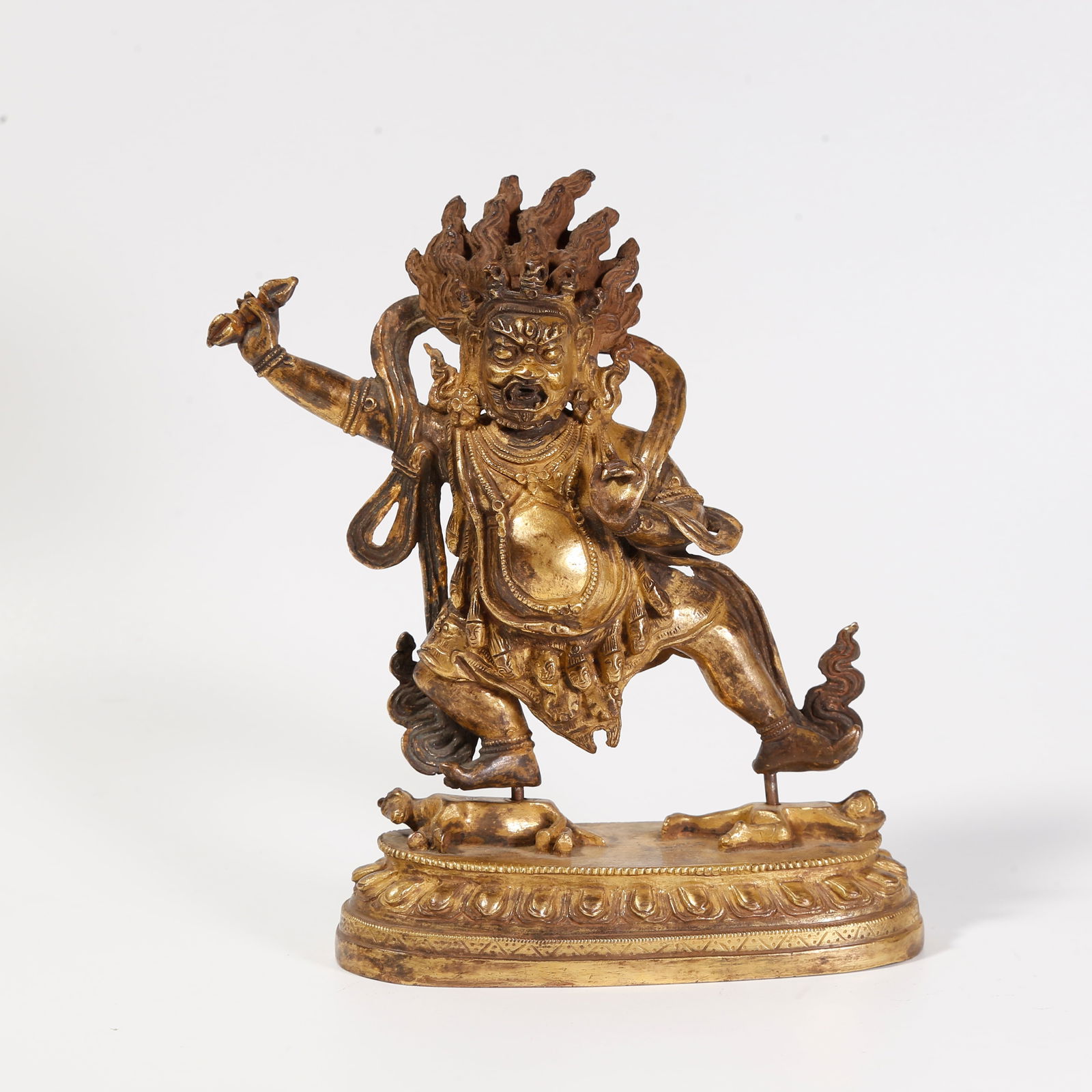 A GILT-BRONZE VAJRA-HAND BODHISATTVA STATUE: Gilt-bronze Vajra-hand Bodhisattva statue