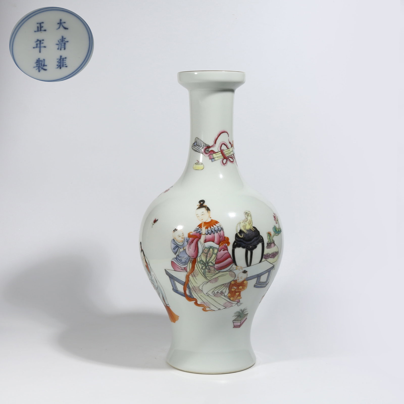 A FAMILLE-ROSE WIDE-MOUTHED VASE WITH "TEACHING SON" MOTIF (1 of 9)