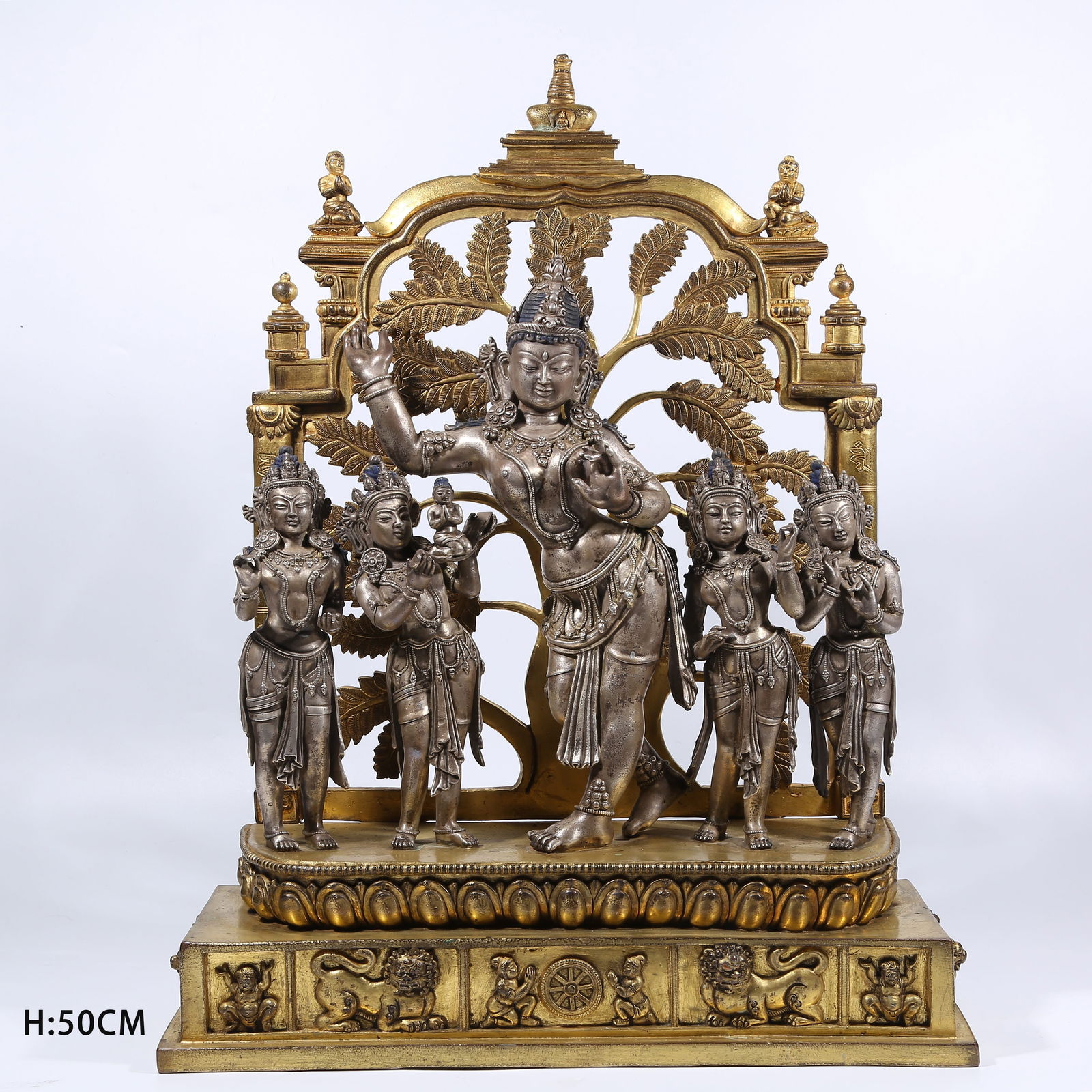 A TIBETAN SILVER LADY MAYA STATUE (1 of 8)