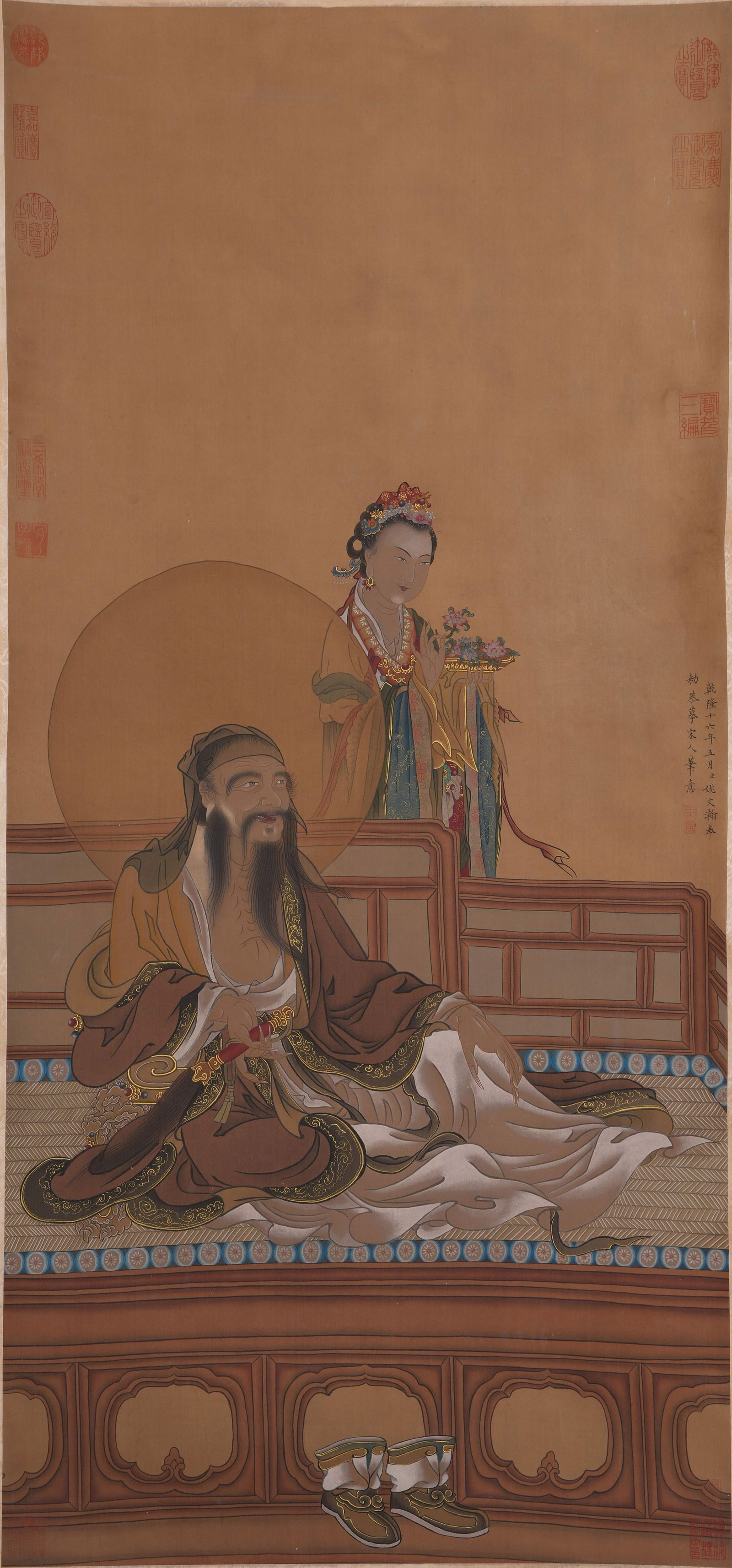 A FIGURE STORY PAINTING ON SILK BY YAO WENHAN.姚文翰: Figure Story Painting on Silk by Yao Wenhan.姚文翰