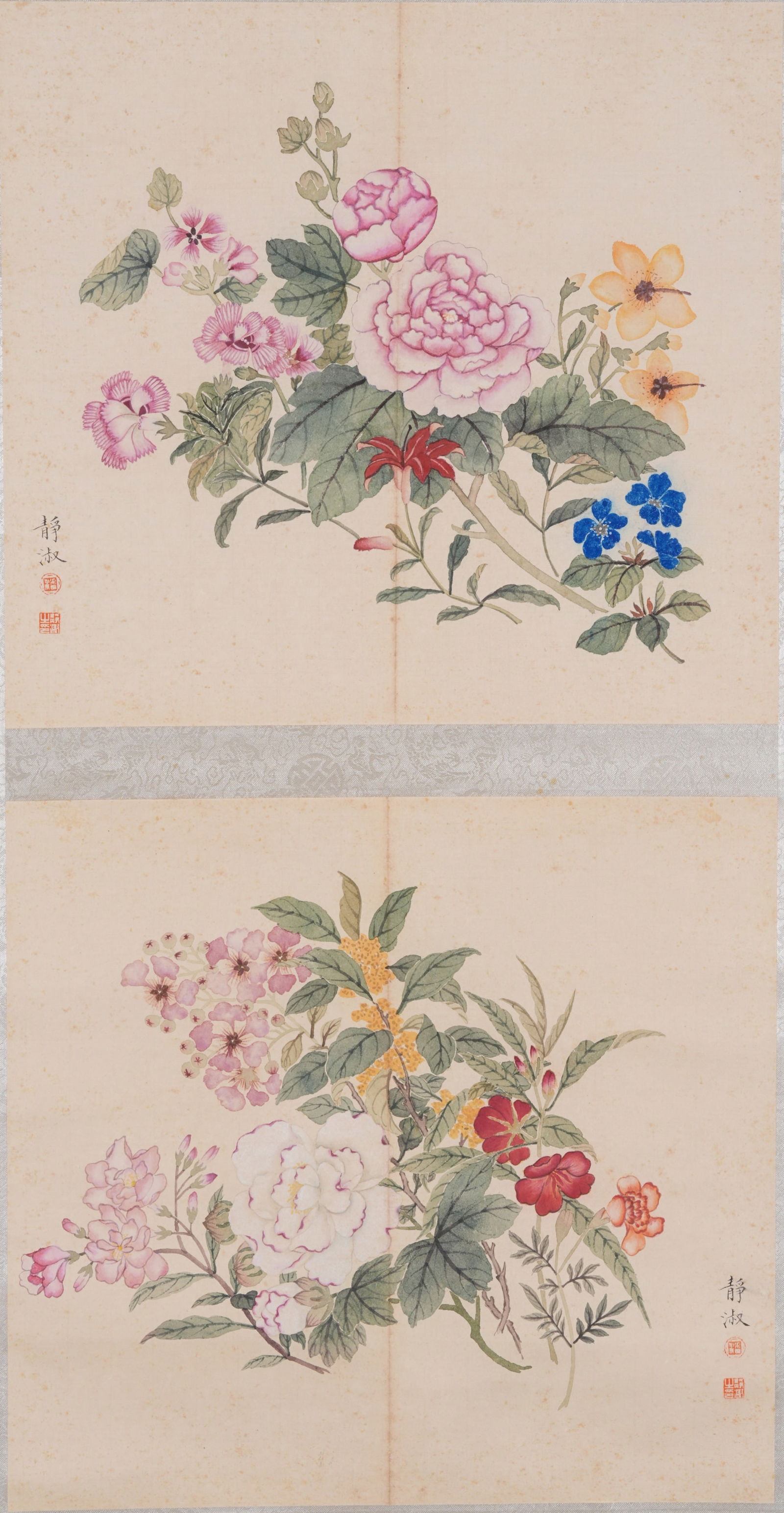 A FLOWER PAINTING ON PAPER BY PAN JINGSHU.潘靜淑: Flower Painting on Paper by Pan Jingshu.潘靜淑