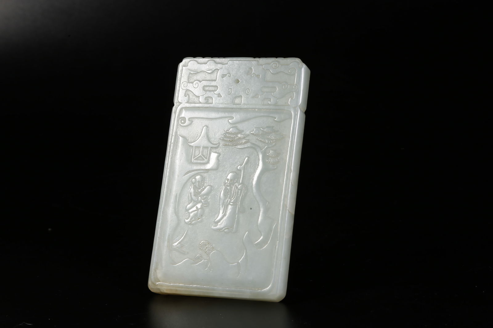 A HETIAN JADE PLAQUE WITH FIGURE MOTIF (1 of 9)