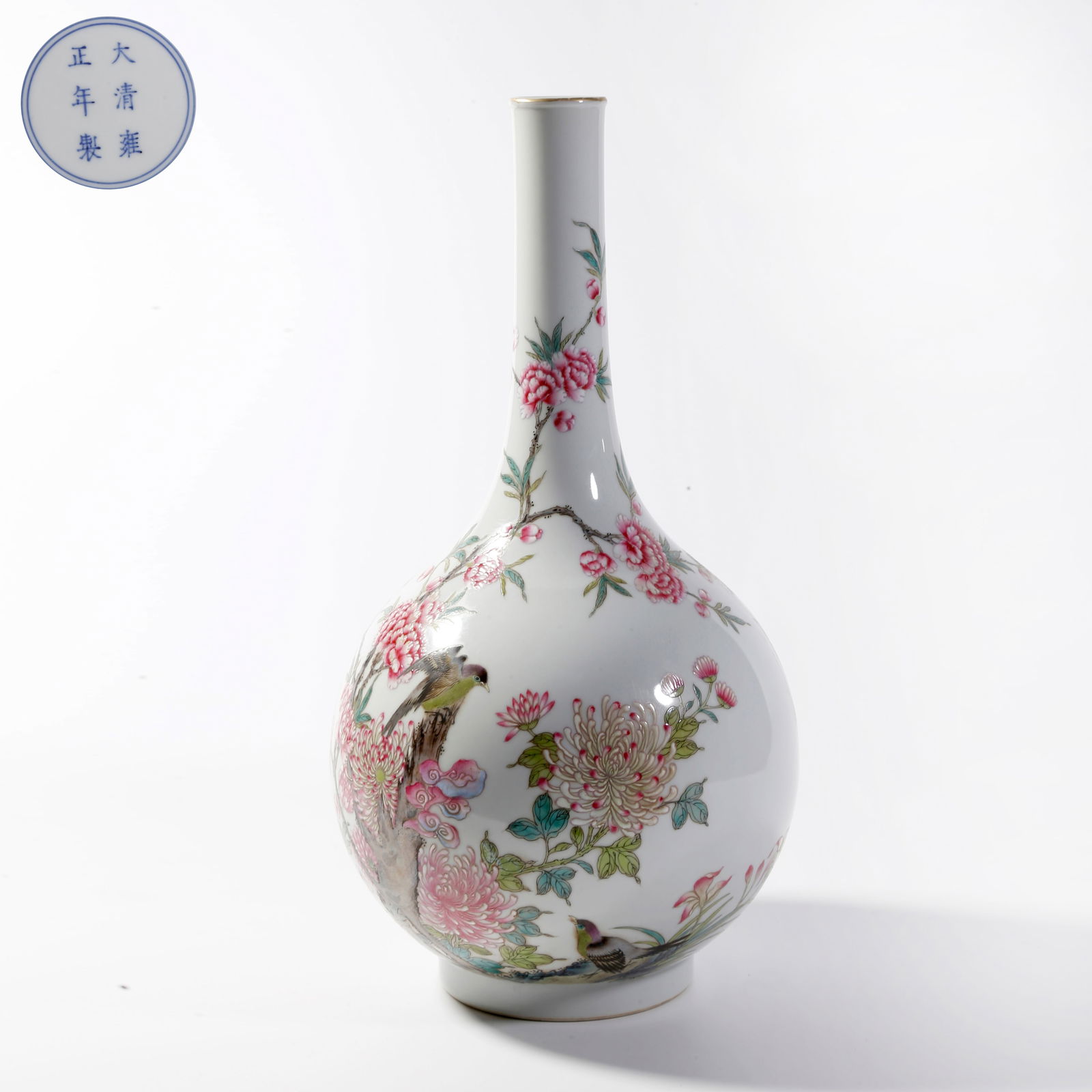 A FAMILLE-ROSE BIRD-AND-FLOWER VASE (SHANGPING): Famille-Rose Bird-and-Flower Vase (shangping)