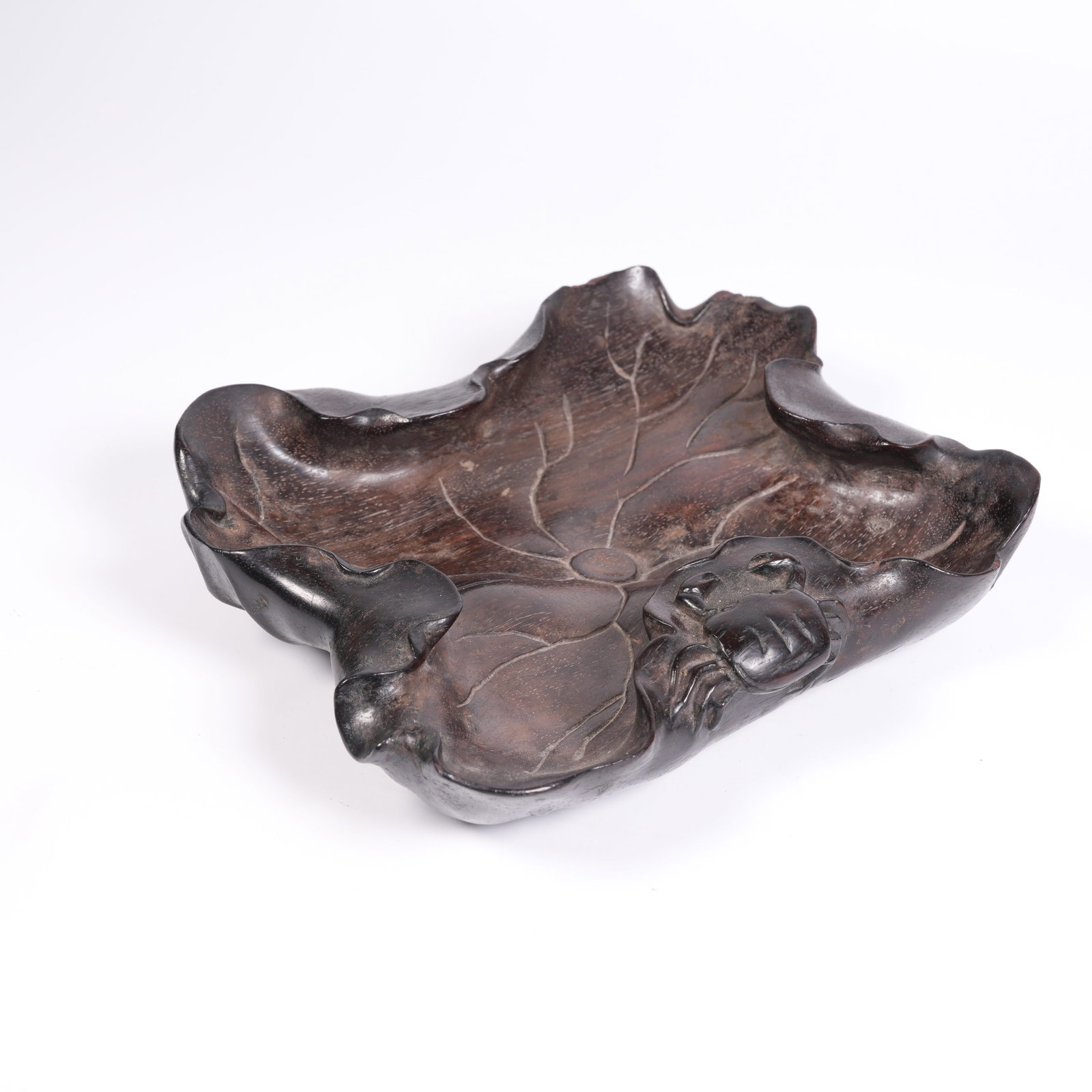 A ZITAN LOTUS-LEAF WATER CONTAINER: Zitan Lotus-Leaf Water Container