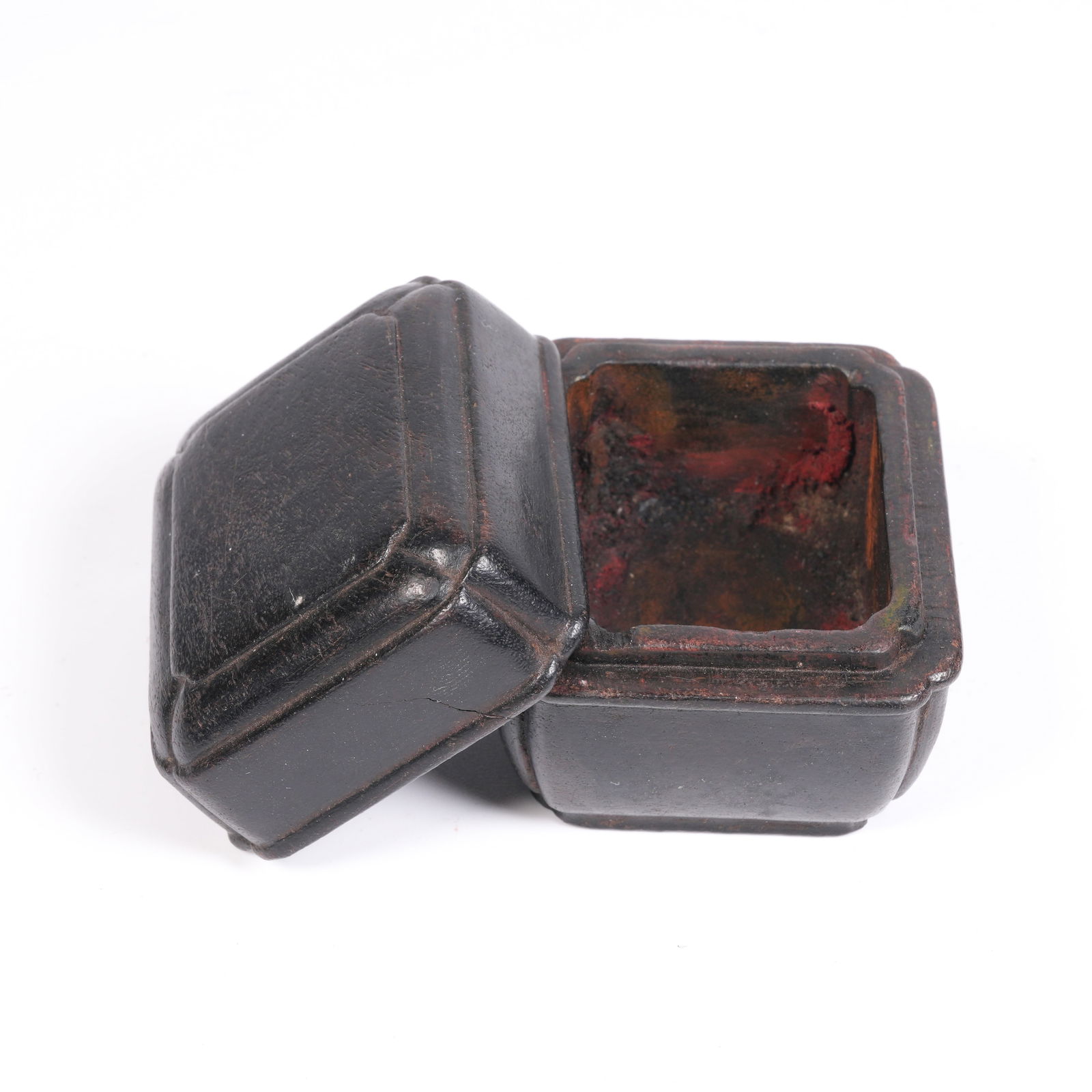 A ZITAN SQUARE INK PASTE BOX: Zitan Square Ink Paste Box
