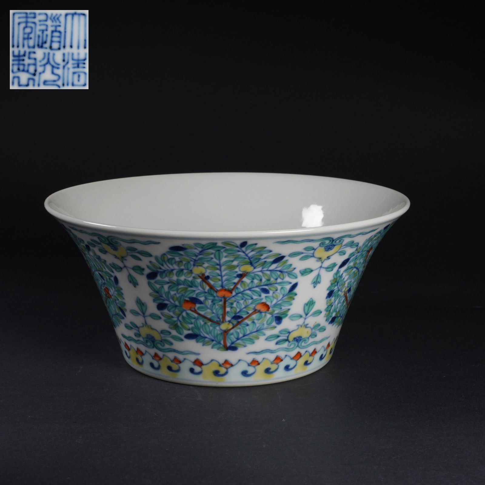 A DOUCAI TREE MOTIF BOWL: Doucai tree motif bowl
