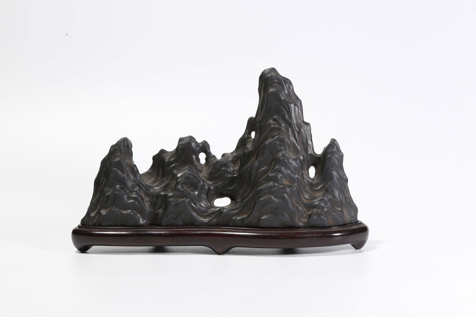 A STONE MINIATURE LANDSCAPE ORNAMENT: Stone miniature landscape ornament