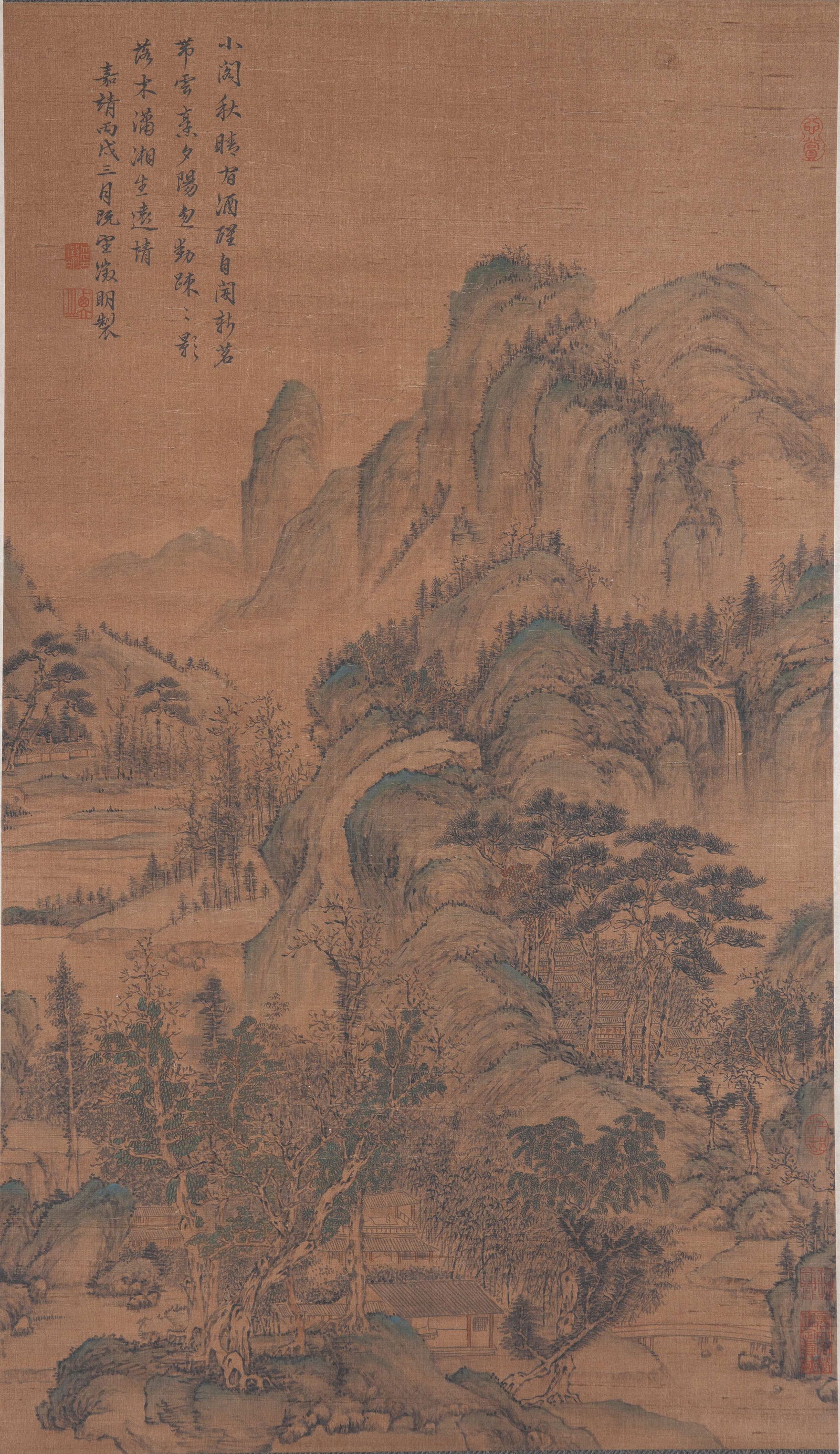 A LANDSCAPE PAINTING ON SILK BY WEN ZHENGMING.文征明 (1 of 10)