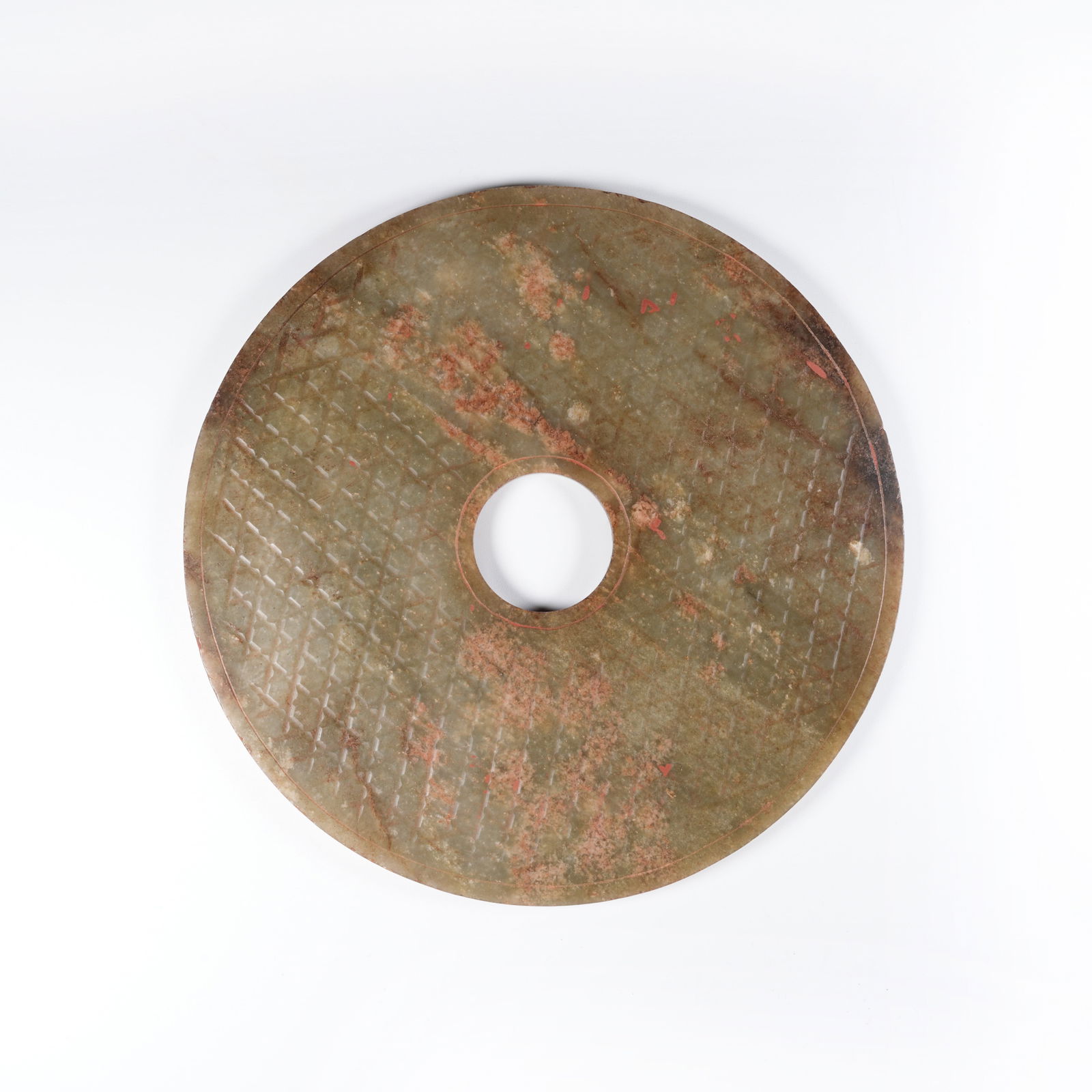 A ANCIENT JADE BI DISC: Ancient jade bi disc