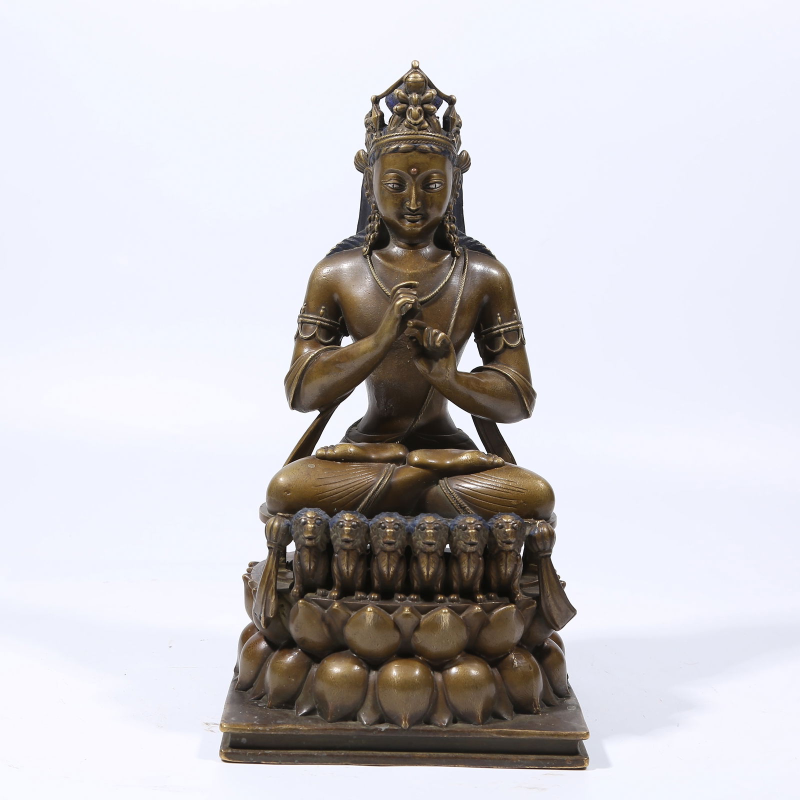 A ALLOY BRONZE SILVER-INLAID VAIROCANA STATUE (1 of 8)