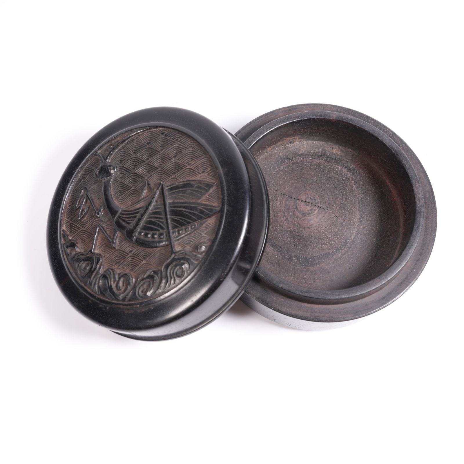 A ZITAN INSECT-PATTERN INK PASTE BOX: Zitan Insect-Pattern Ink Paste Box