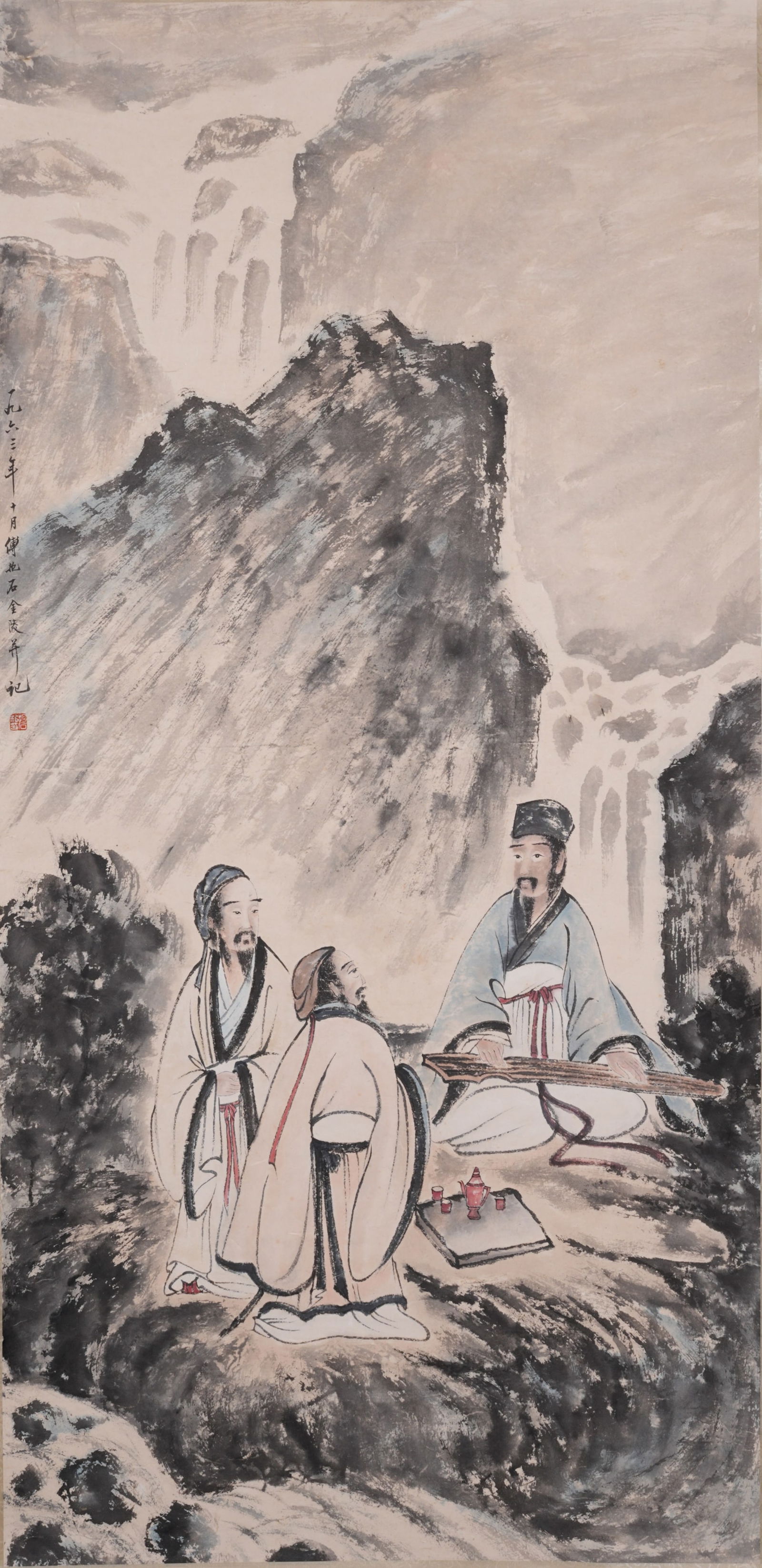 A LANDSCAPE WITH FIGURES PAINTING ON PAPER BY FU BAOSHI.傅抱石 (1 of 10)