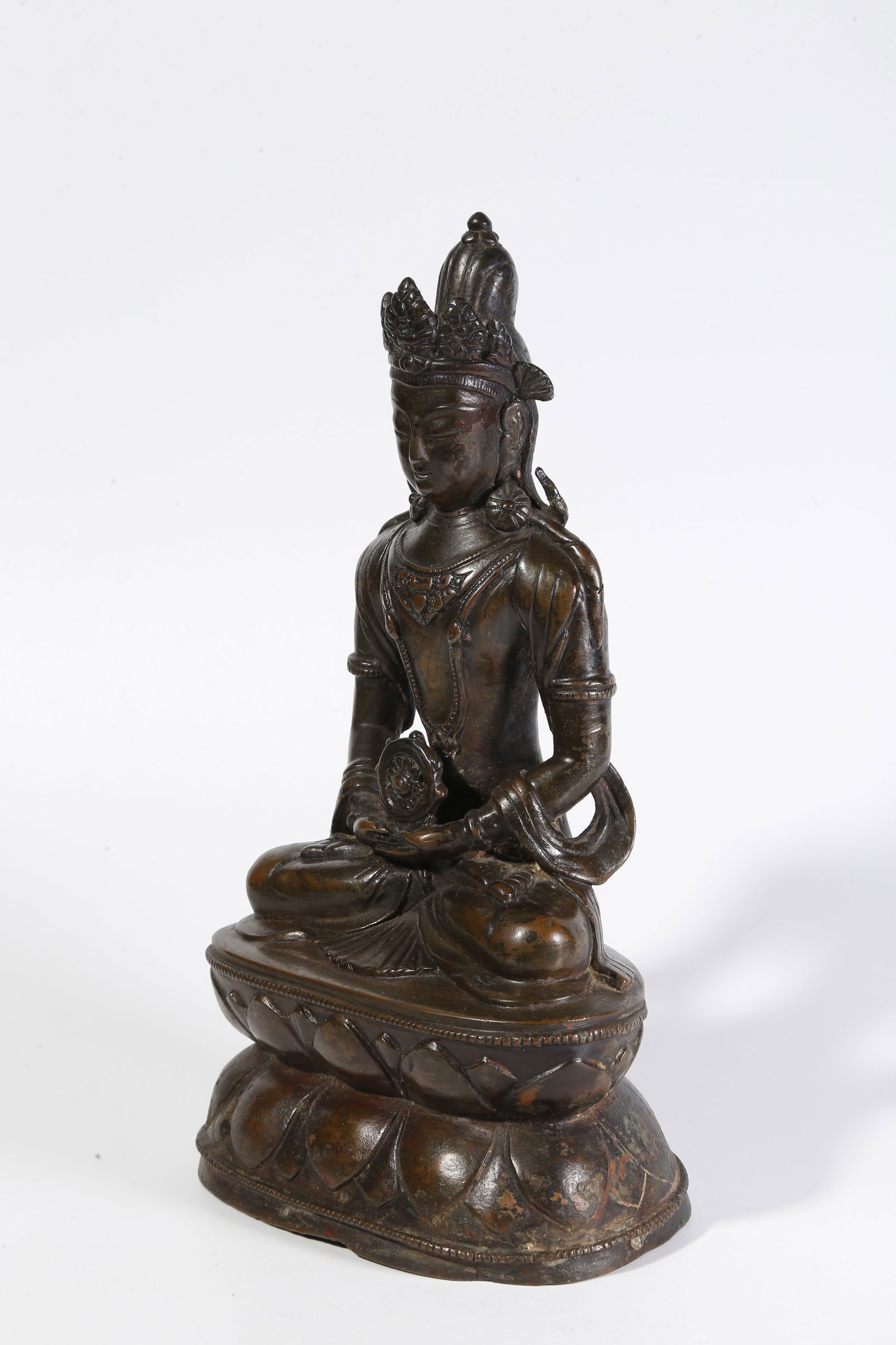 A BRONZE BUDDHA STATUE - 4