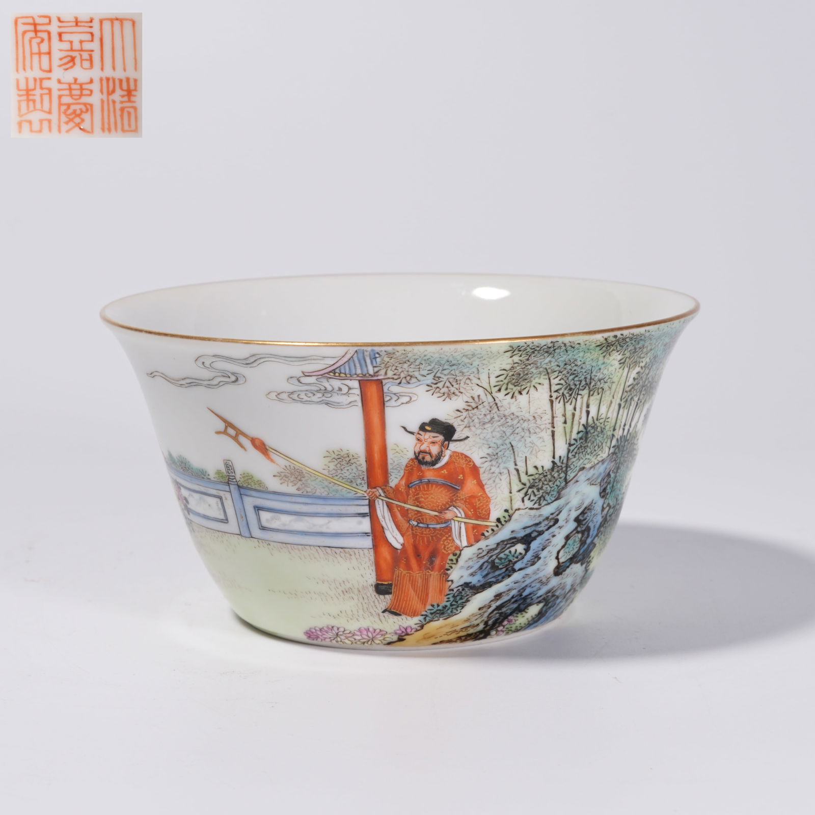 A FAMILLE ROSE FIGURE STORY MOTIF BOWL: Famille Rose Figure Story Motif Bowl