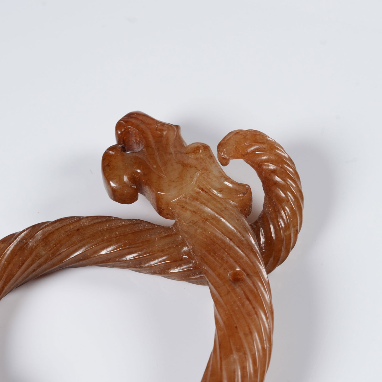 A ANCIENT JADE DRAGON-SHAPED RING - 4