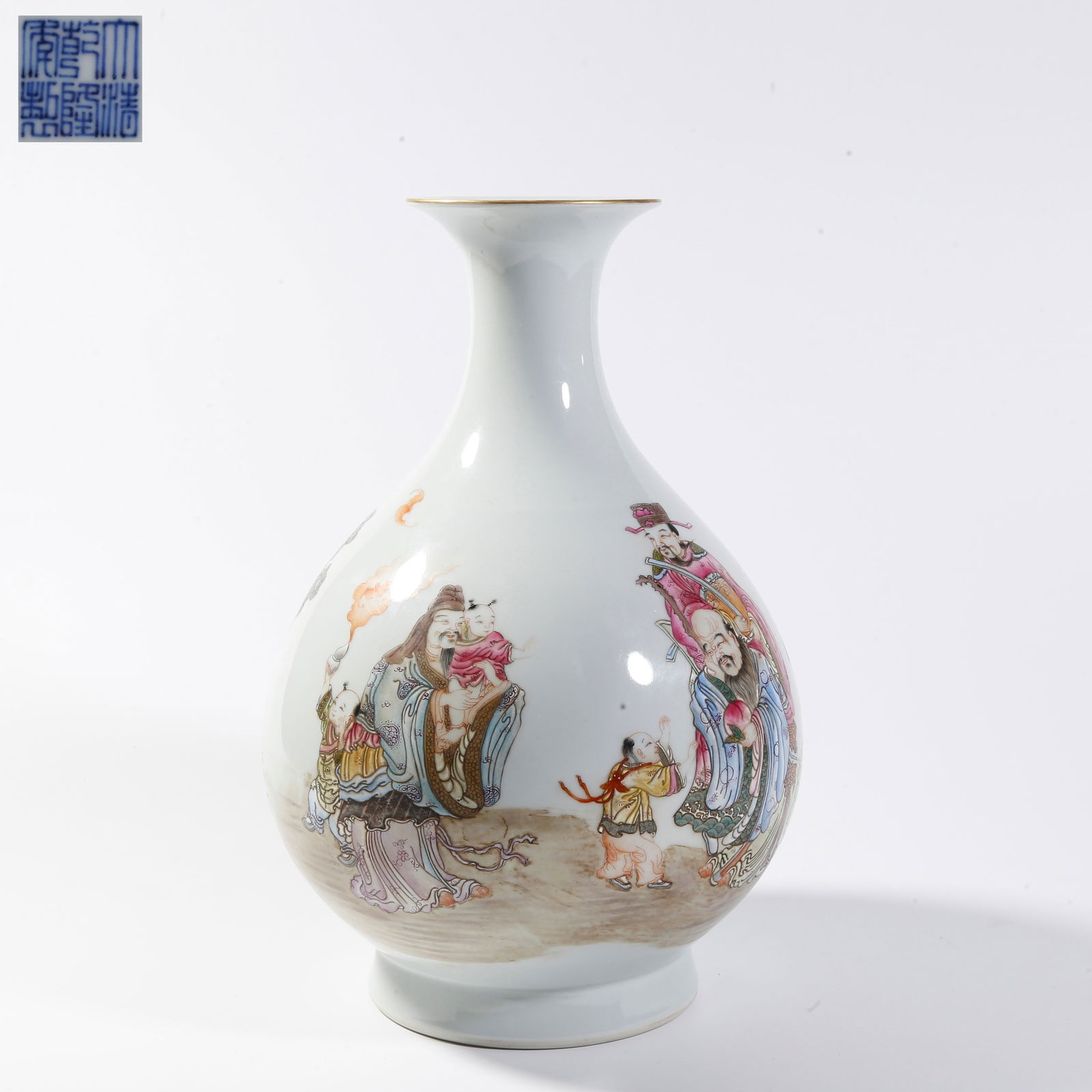 A FAMILLE-ROSE FIGURAL NARRATIVE YUHUCHUNPING VASE: Famille-Rose Figural Narrative Yuhuchunping Vase