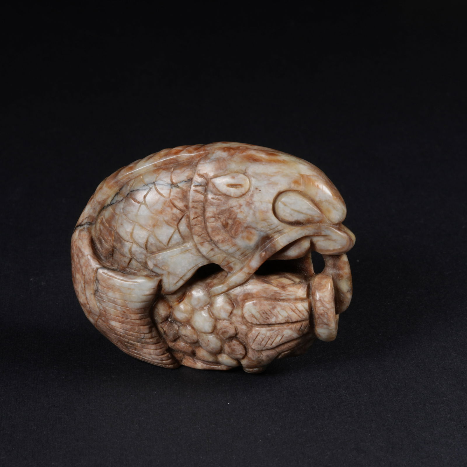 A ANCIENT JADE "ABUNDANCE YEAR AFTER YEAR" PENDANT: Ancient jade "Abundance Year after Year" pendant