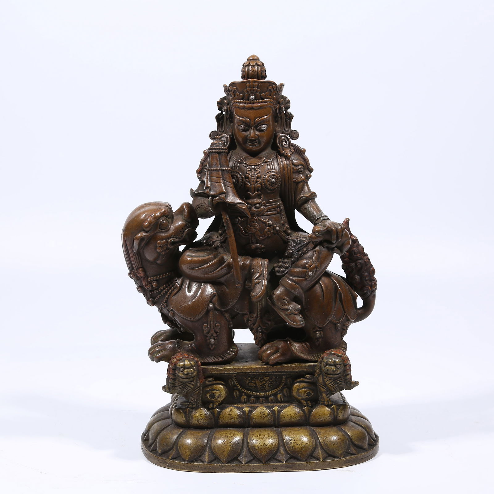 A ALLOY BRONZE SILVER-INLAID VAISRAVANA STATUE (1 of 9)