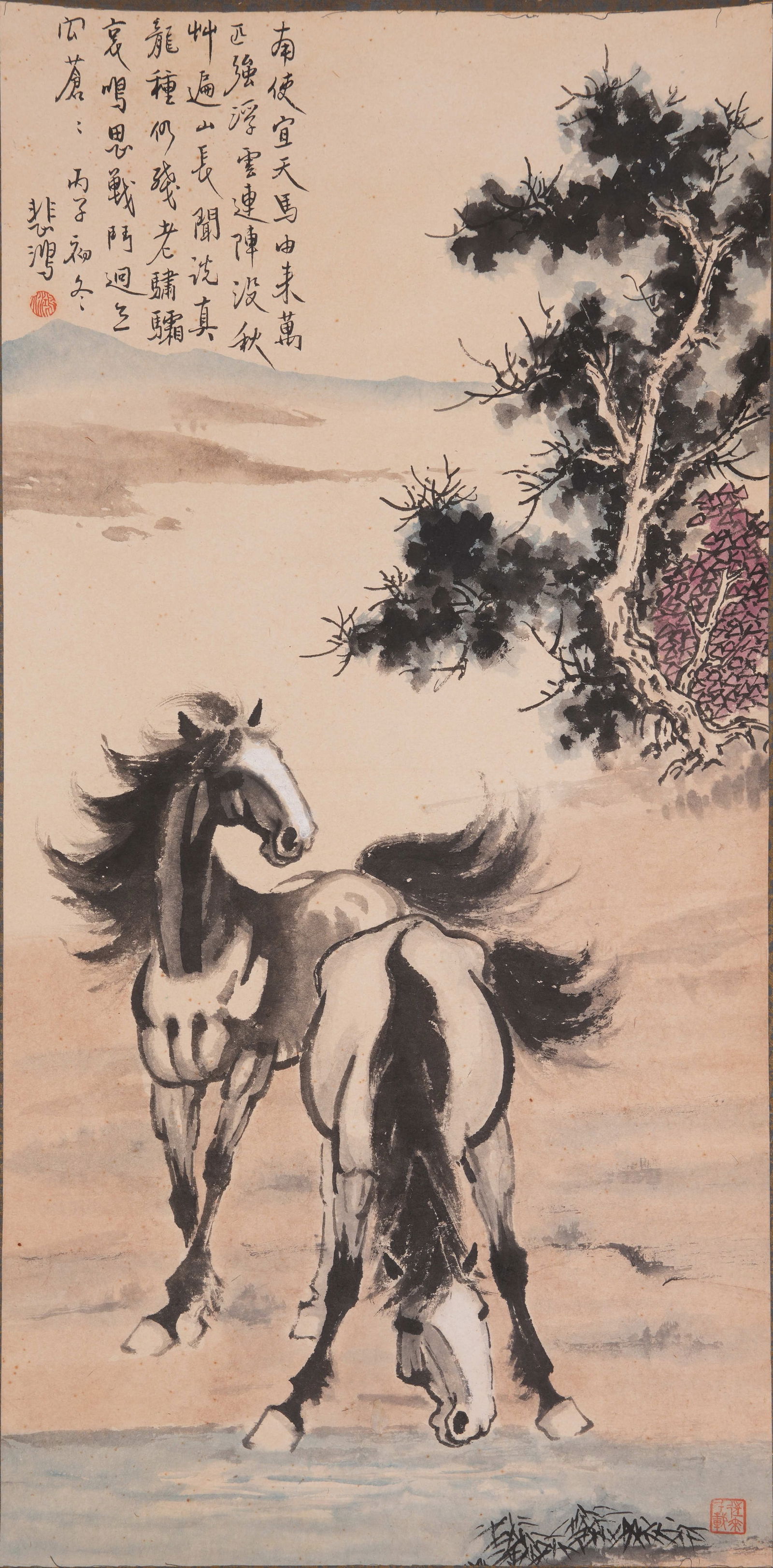 A GALLOPING HORSE PAINTING ON PAPER BY XU BEIHONG.徐悲鴻 (1 of 10)