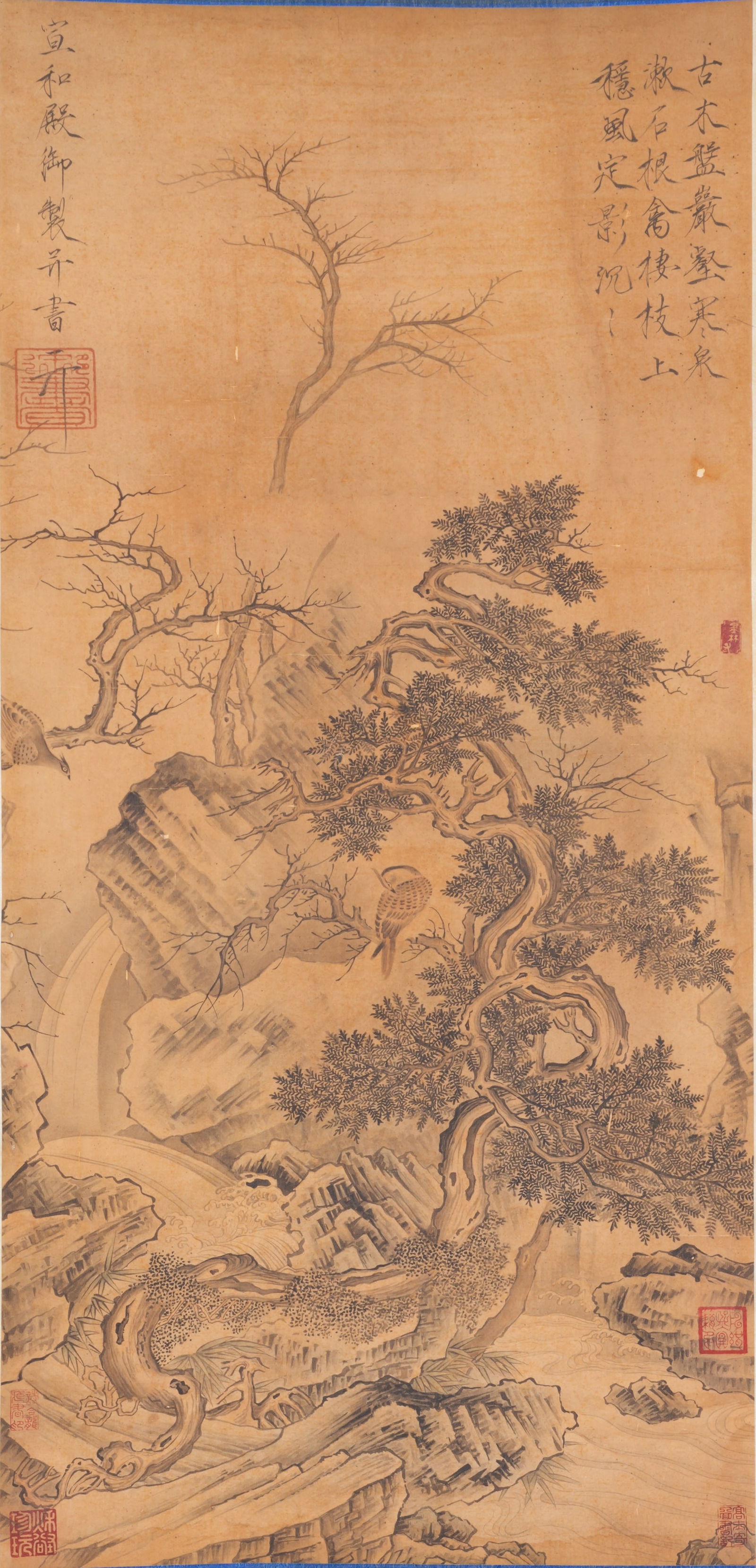 A LANDSCAPE PAINTING ON SILK BY EMPEROR HUIZONG OF SONG.宋徽宗 (1 of 9)