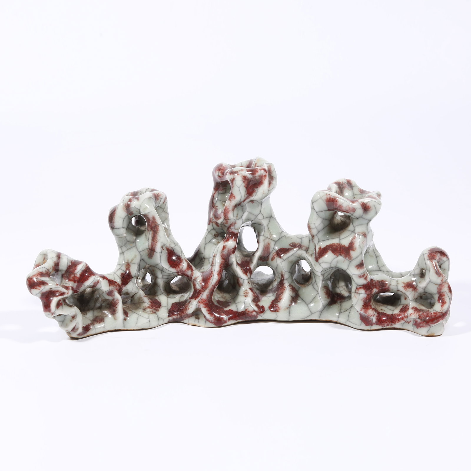 A FLAMBÉ GLAZED BRUSH REST: Flambé Glazed Brush Rest