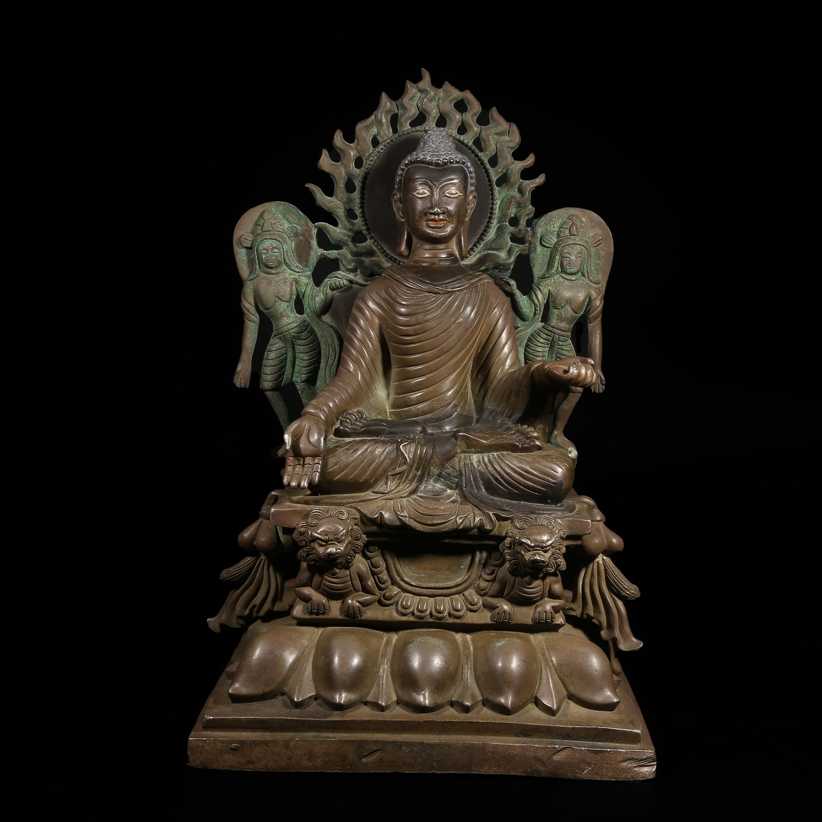 A ALLOY-BRONZE STATUE OF SHAKYAMUNI BUDDHA: Alloy-Bronze Statue of Shakyamuni Buddha