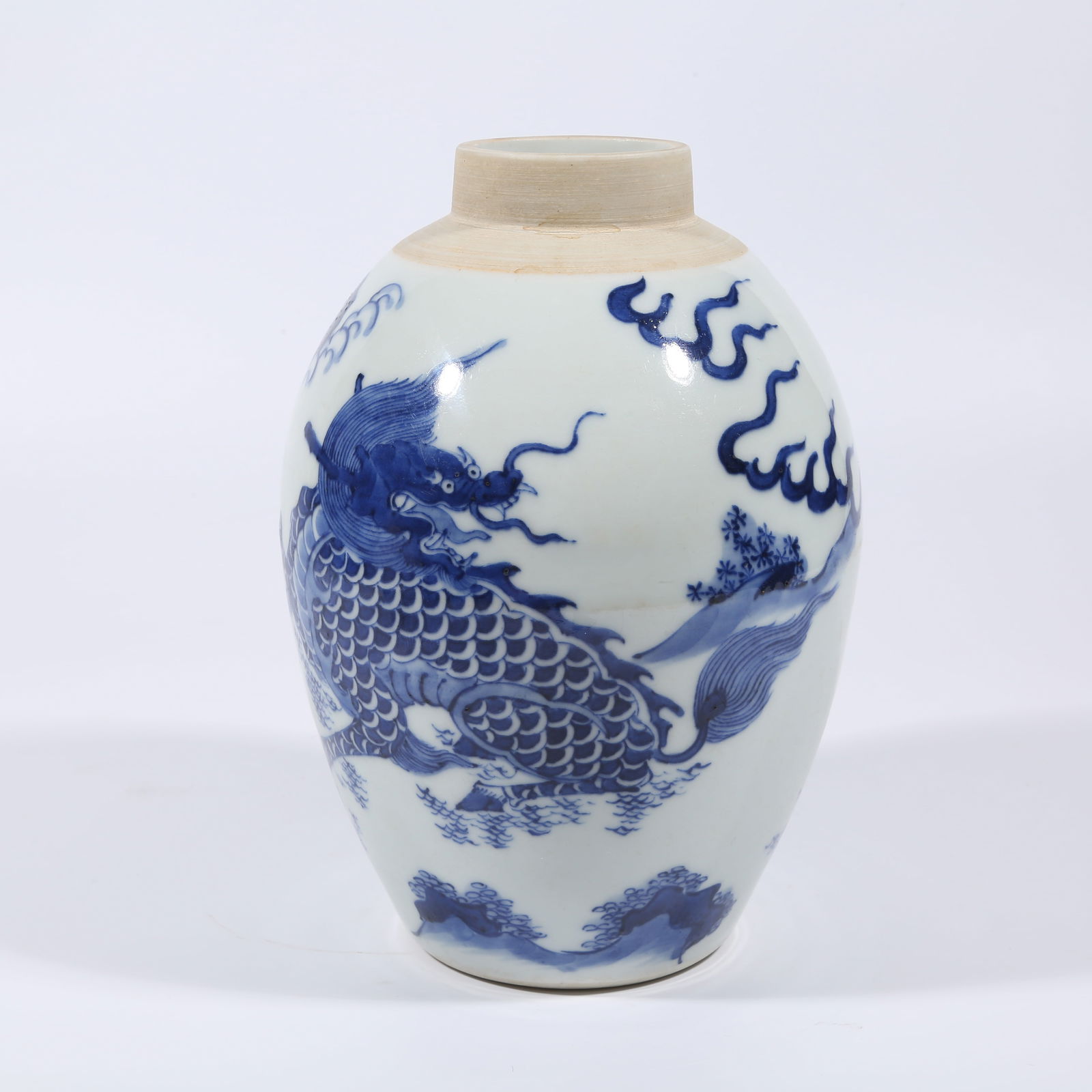 A BLUE AND WHITE JAR WITH QILIN DESIGN: Blue and White Jar with Qilin Design