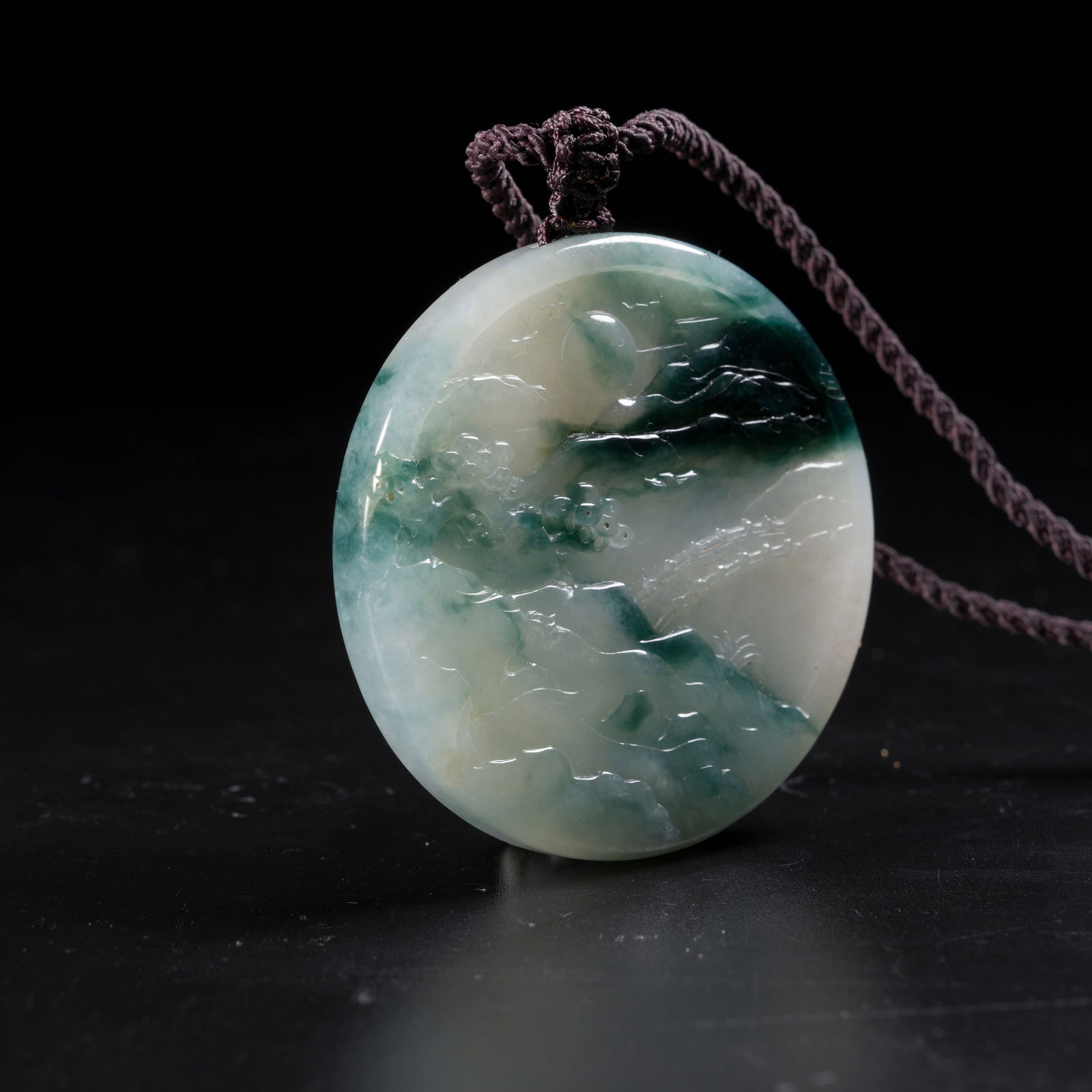 A JADEITE LANDSCAPE-PATTERN PLAQUE - 4