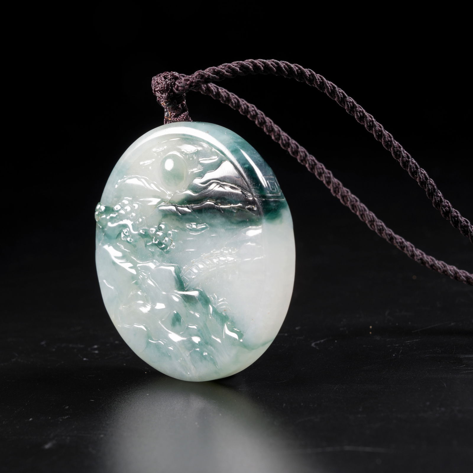 A JADEITE LANDSCAPE-PATTERN PLAQUE - 5