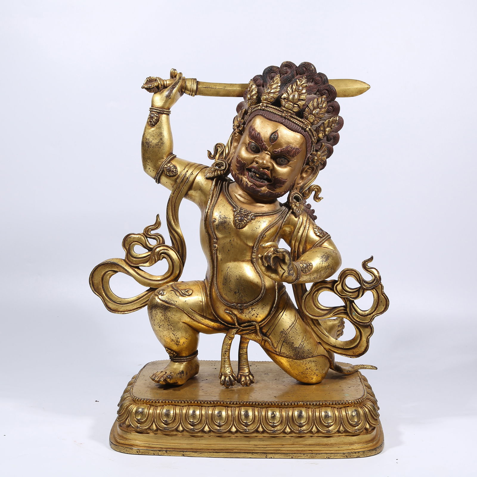 A GILT BRONZE ACHALA (IMMOVABLE WISDOM KING) STATUE: Gilt Bronze Achala (Immovable Wisdom King) Statue