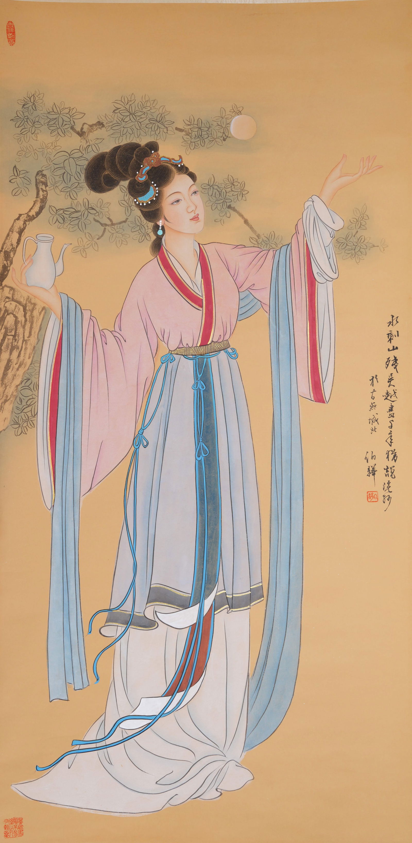 A BEAUTY FIGURE PAINTING ON PAPER BY BAI BOHUA.白伯驊: Beauty Figure Painting on Paper by Bai Bohua.白伯驊