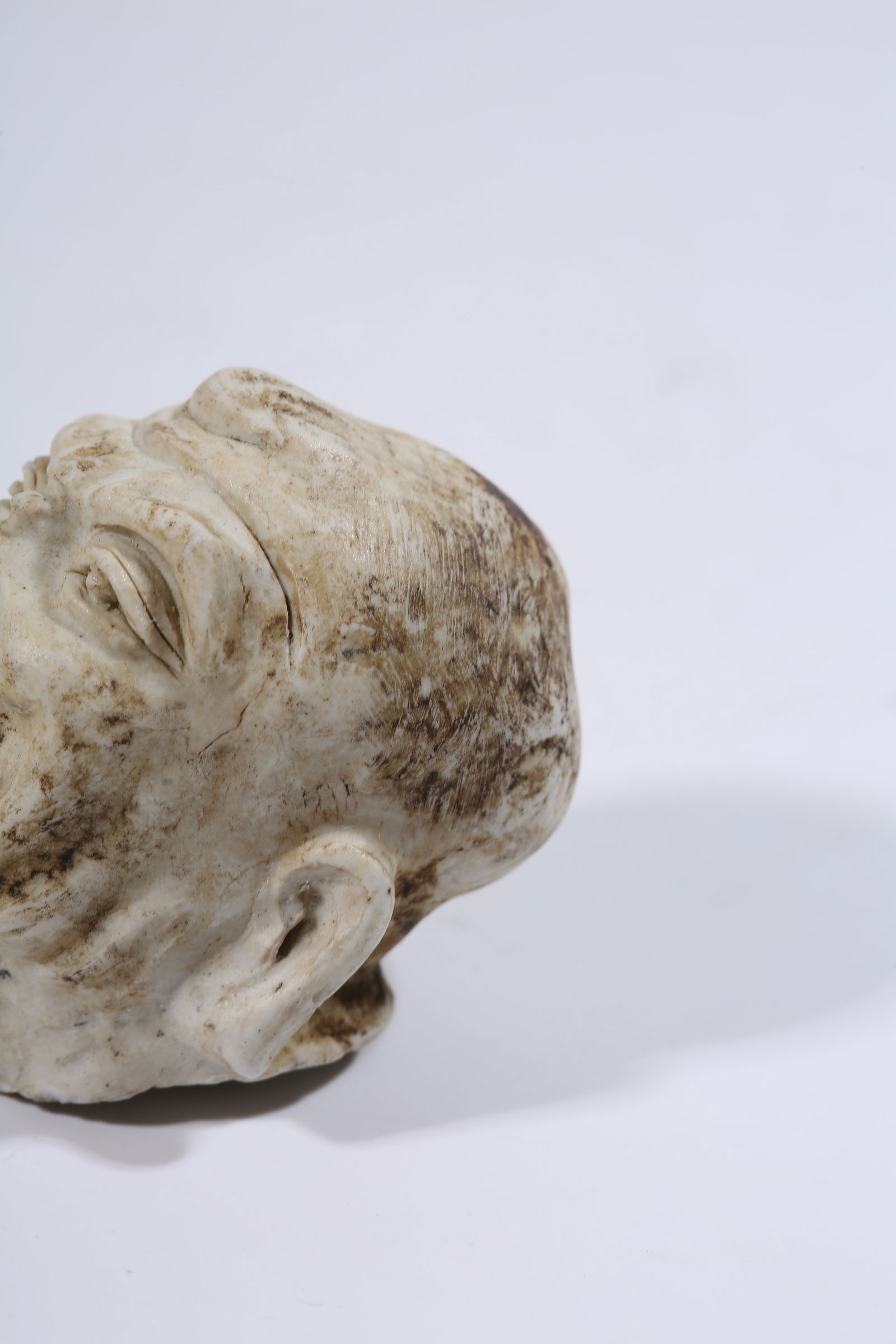 A REVERSE-PAINTED PORCELAIN LUOHAN HEAD - 7