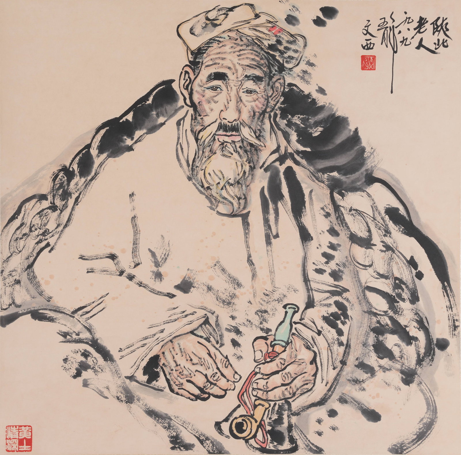 A FIGURE PAINTING ON PAPER BY LIU WENXI.劉文西: Figure Painting on Paper by Liu Wenxi.劉文西